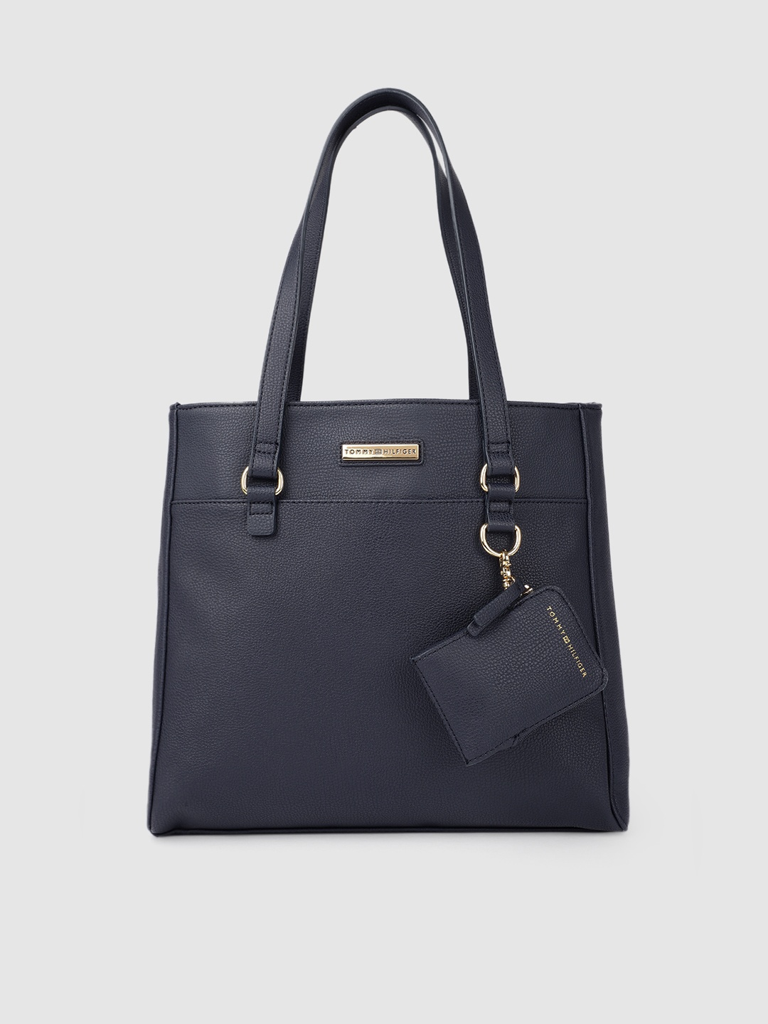 

Tommy Hilfiger Navy Blue Solid PU Regular Structured Tote Bag