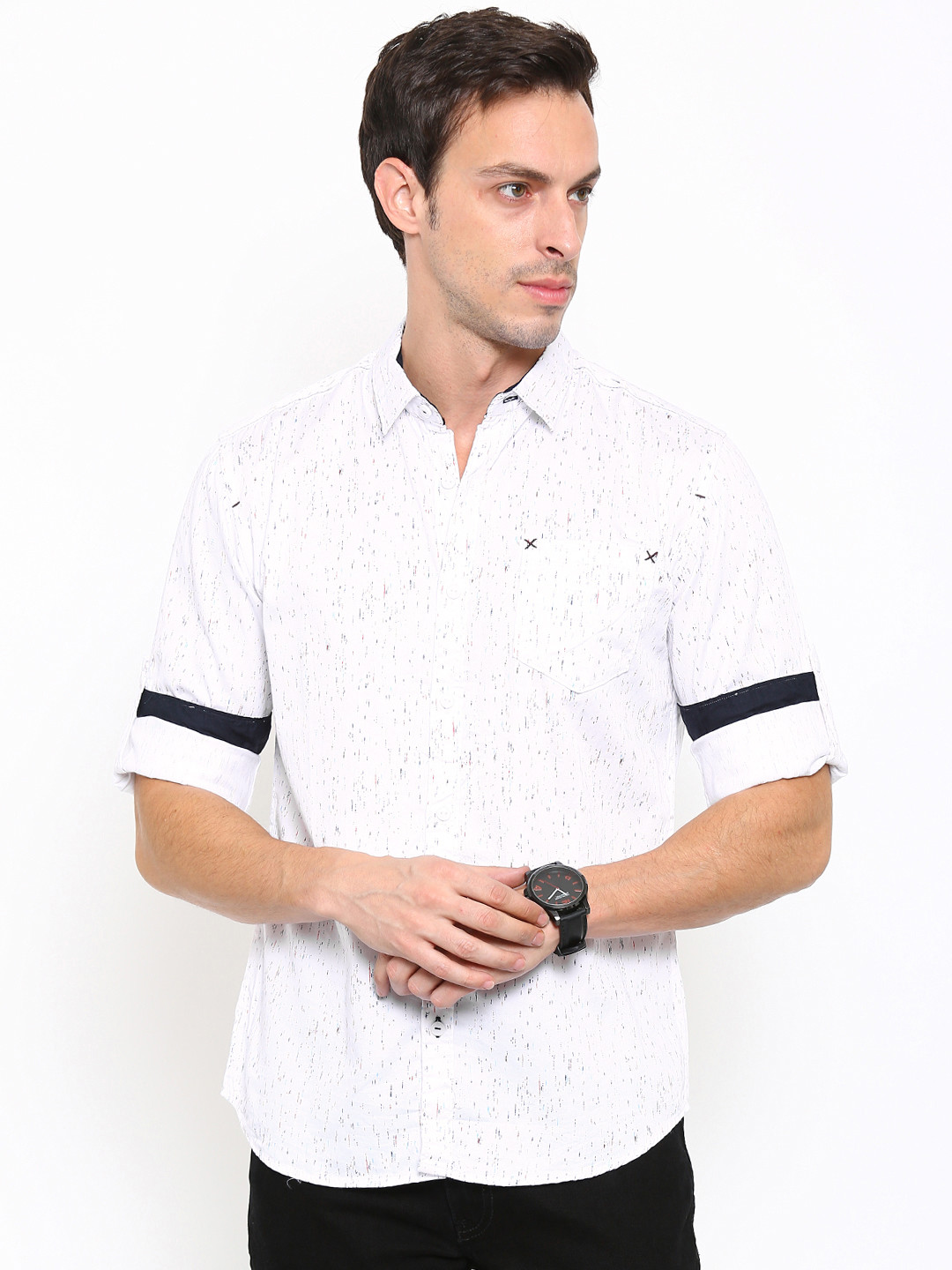 

LOCOMOTIVE Men White Slim Fit Printed Casual Shirt