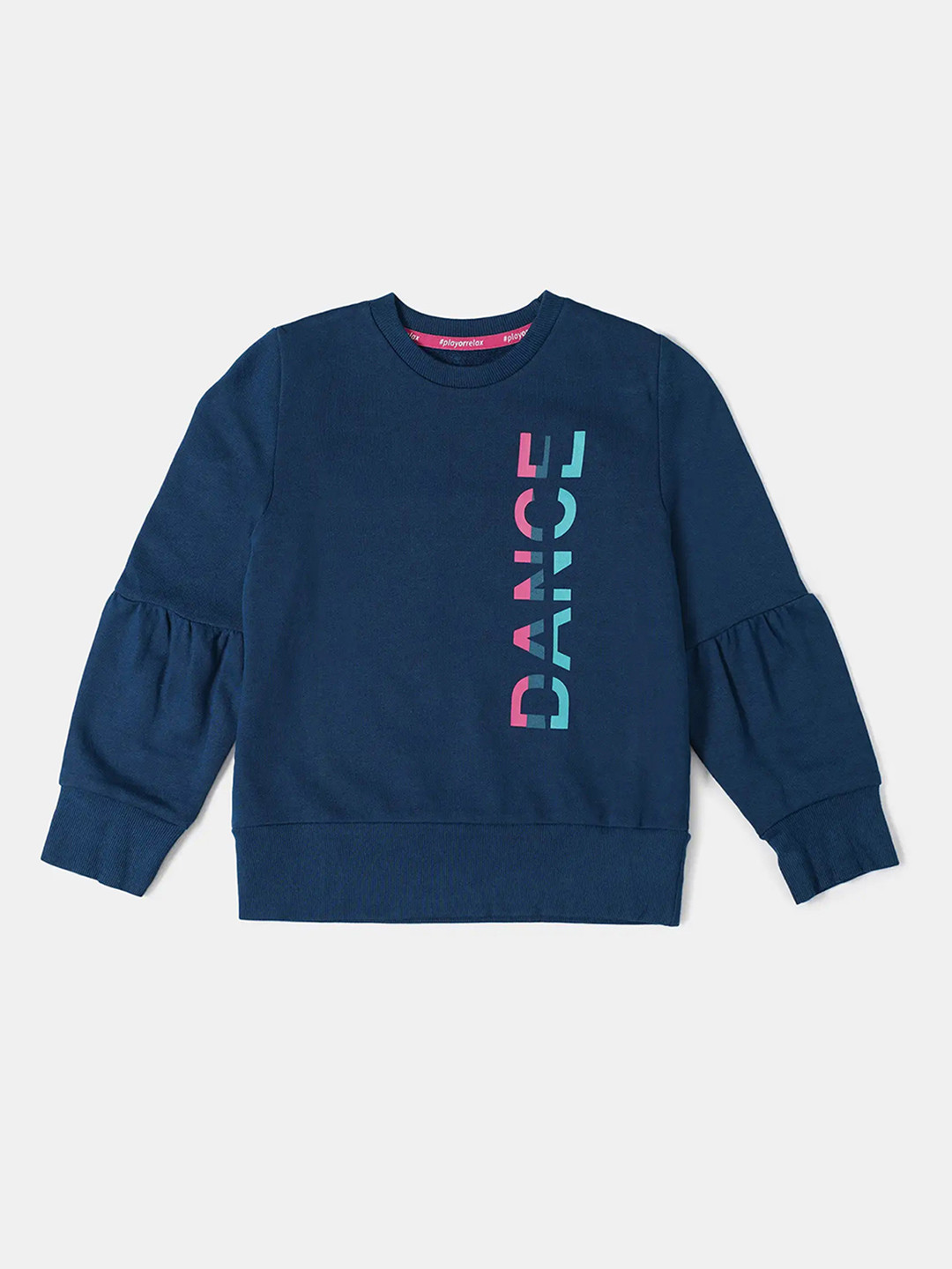 

Jockey Girls Super Combed Cotton French Terry Printed Round Neck Sweatshirt-AG13, Blue