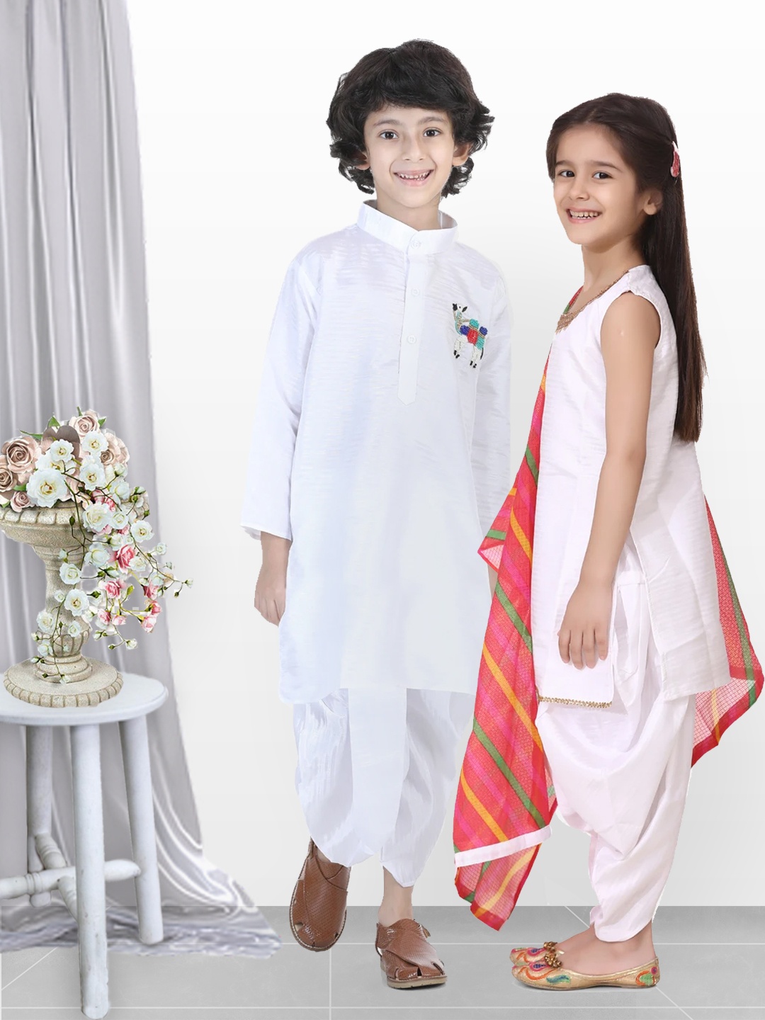 

BownBee Boys White Kurta with Dhoti Pants