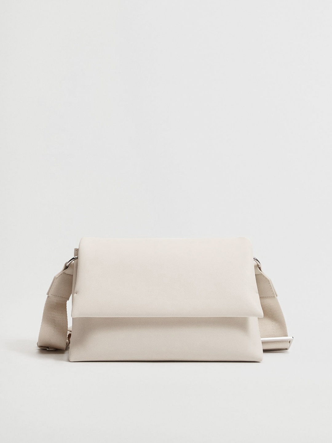 

MANGO White Solid Structured Shoulder Bag with Detachable Sling Strap