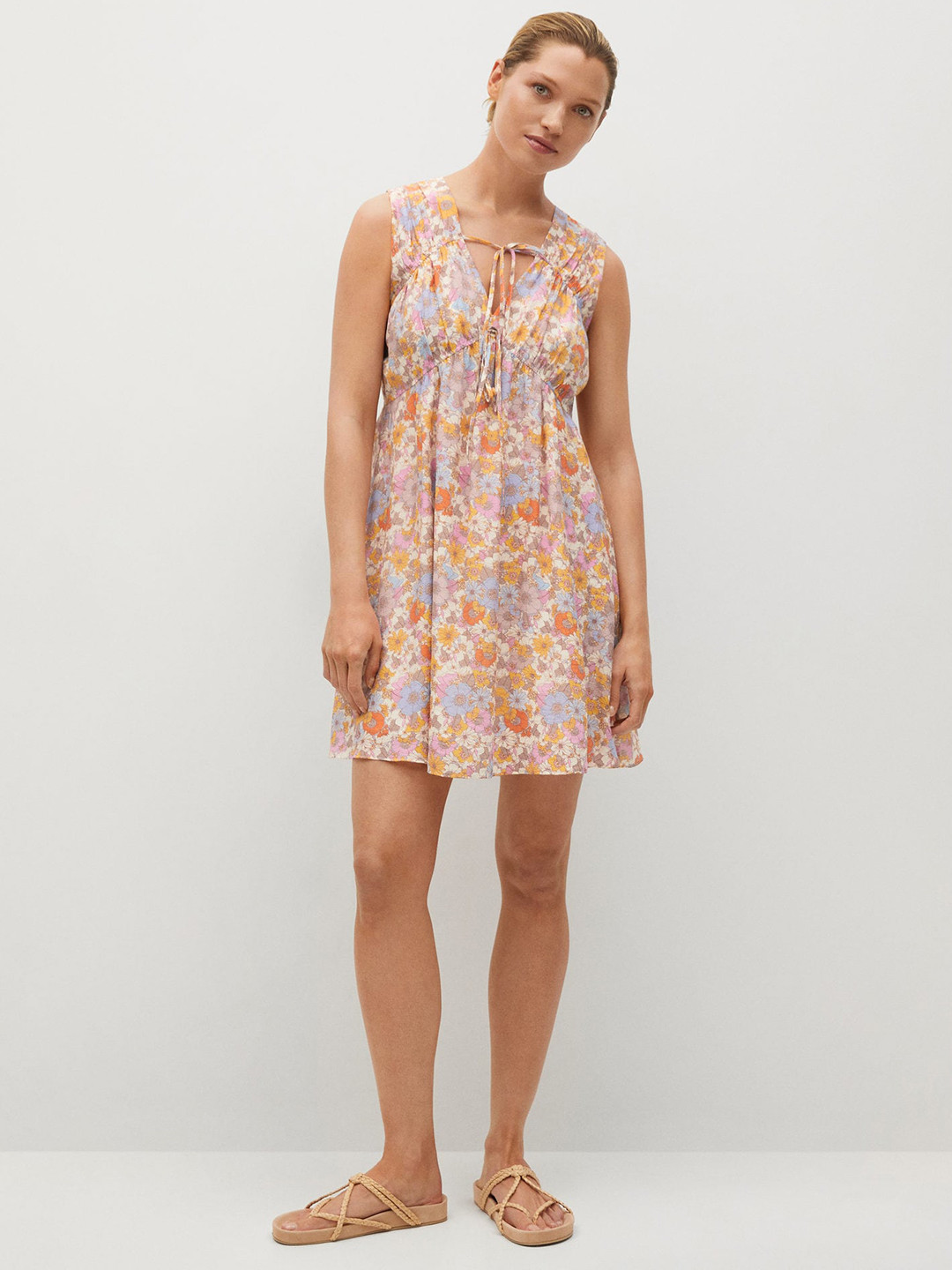 

MANGO Multicoloured Floral Print A-Line Dress, Multi