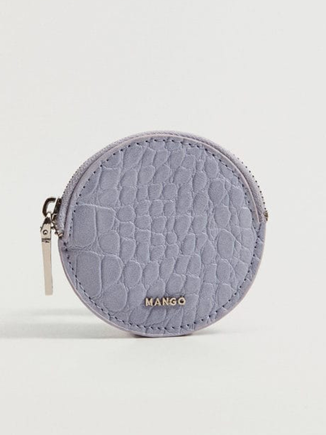 

MANGO Lilac Croc Textured Buckle Detail Coin Purse, Lavender