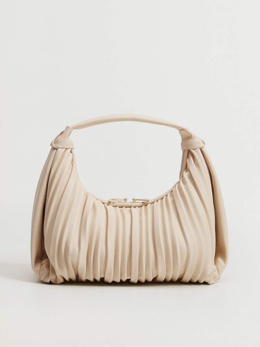 

MANGO Off-White Pleated Structured Shoulder Bag