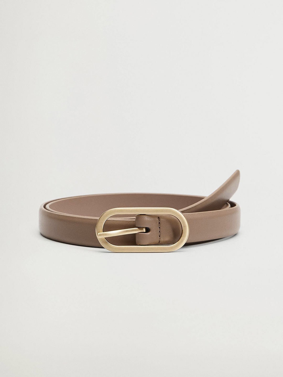 

MANGO Women Solid Slim Belt, Nude