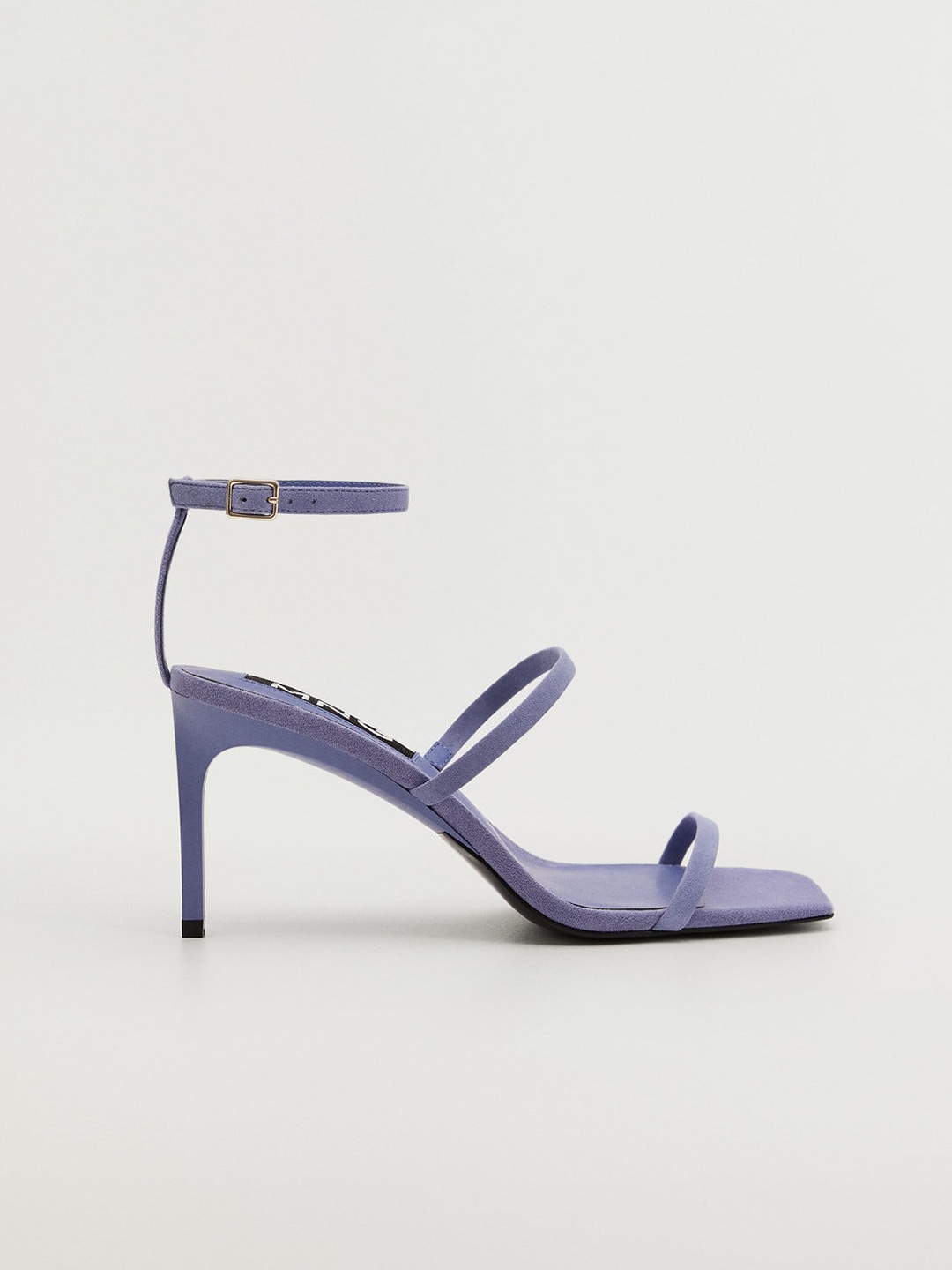 

MANGO Purple Solid Mid-Top Leather Slim Heels