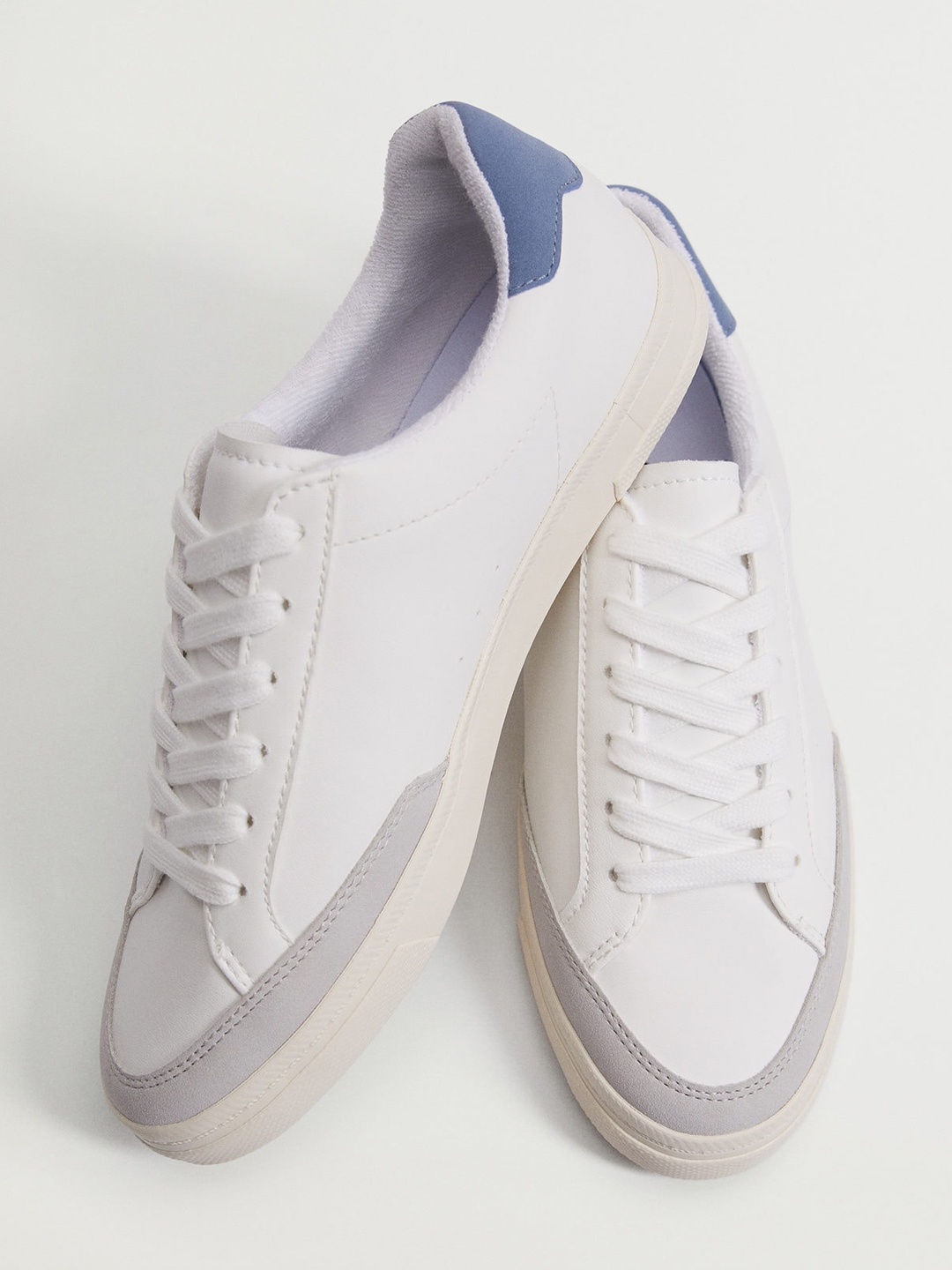 

MANGO Women White & Grey Solid Sneakers