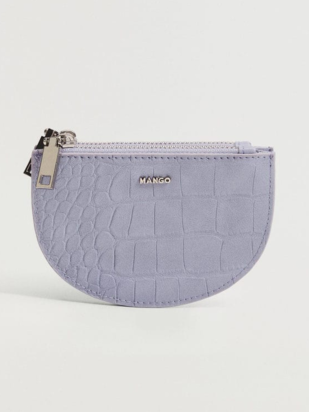 

MANGO Women Lilac Croc Textured Half Moon Wallet, Lavender