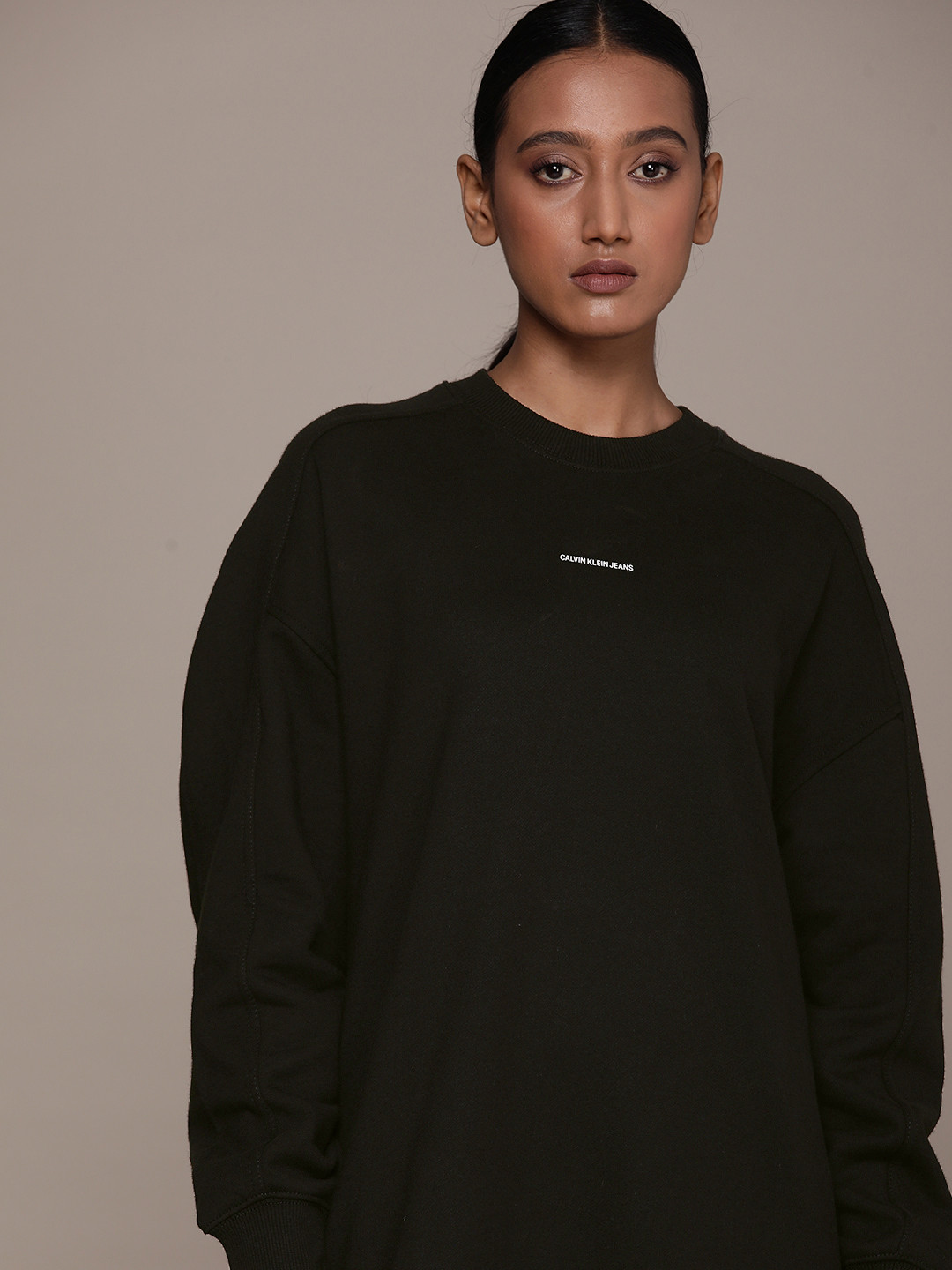 

Calvin Klein Jeans Black Solid Pure Cotton Jumper Dress