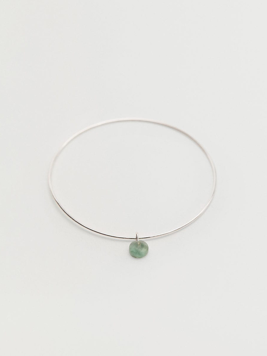 

MANGO Women Silver-Toned & Mint Green Healing Green Fluorite Bangle-Style Bracelet