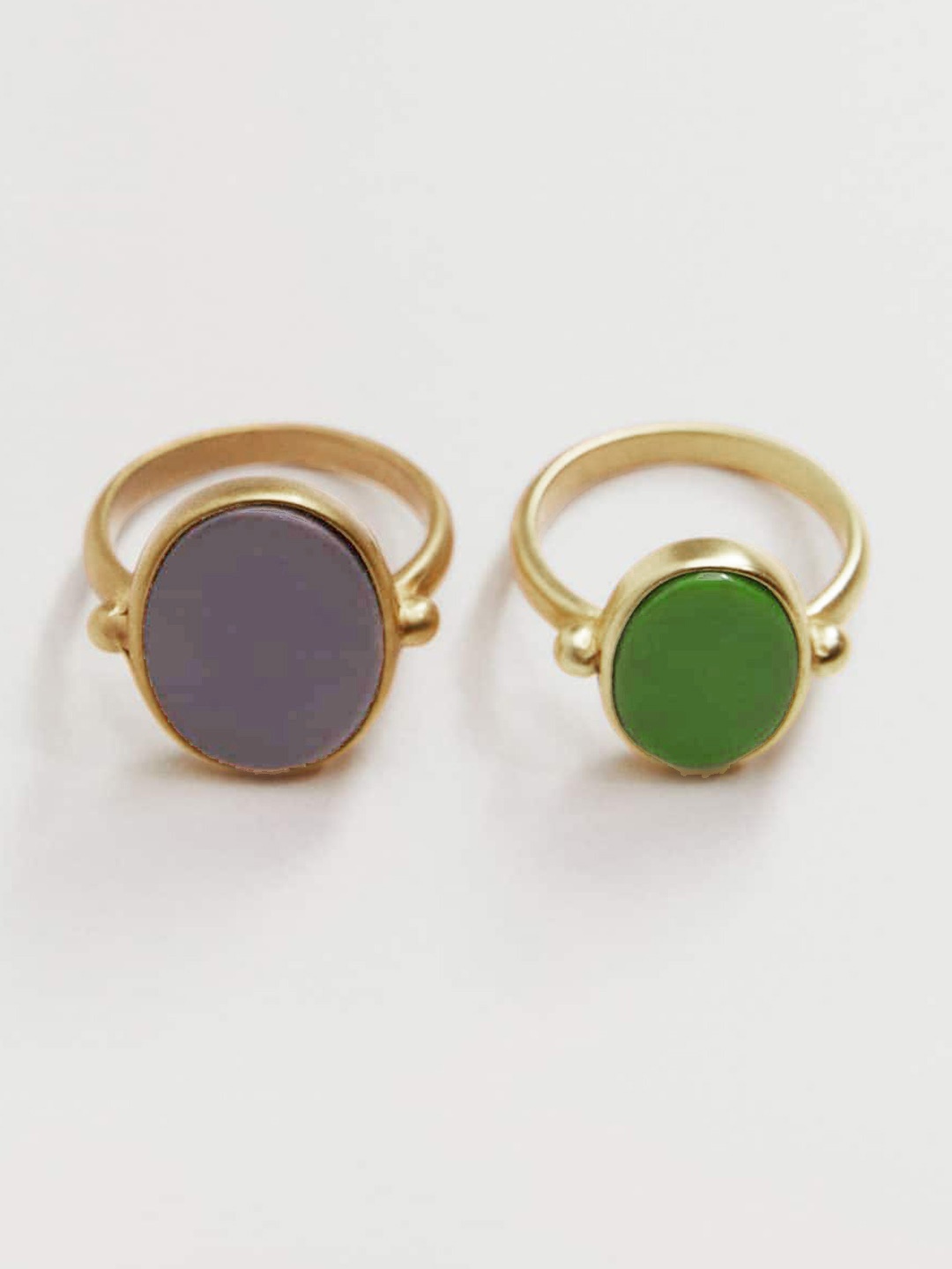 

MANGO Women Set of 2 Finger Ring, Green