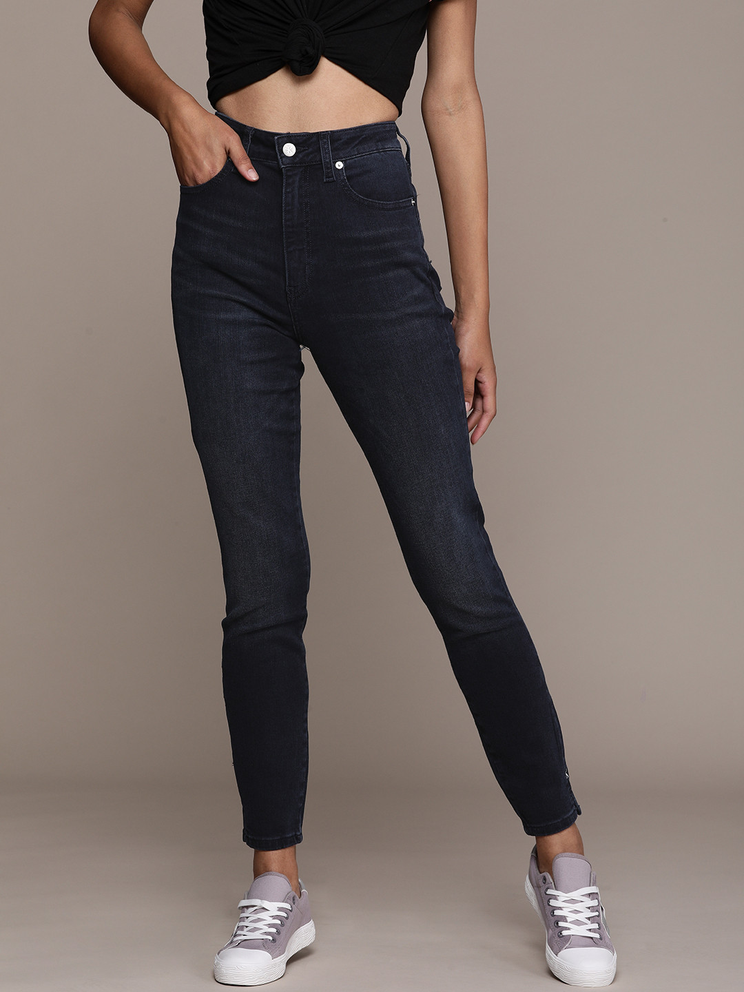 

Calvin Klein Jeans Women Black Skinny Fit High-Rise Light Fade Stretchable Jeans