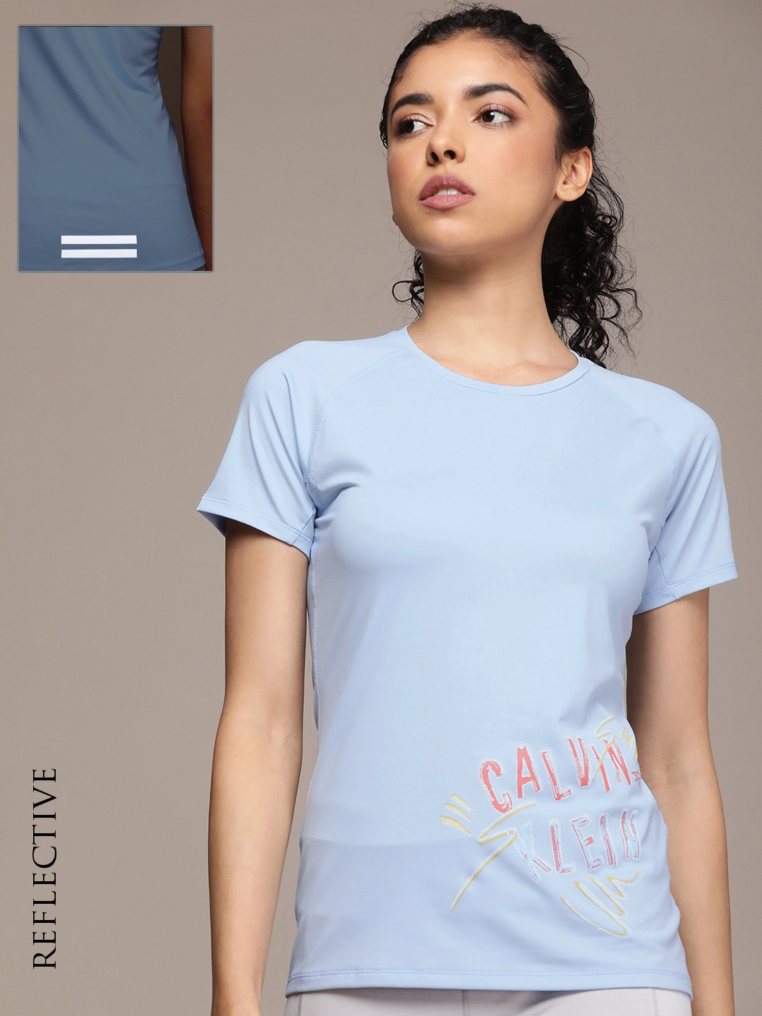 

Calvin Klein Jeans Women Brand Logo Printed Sports T-shirt, Blue