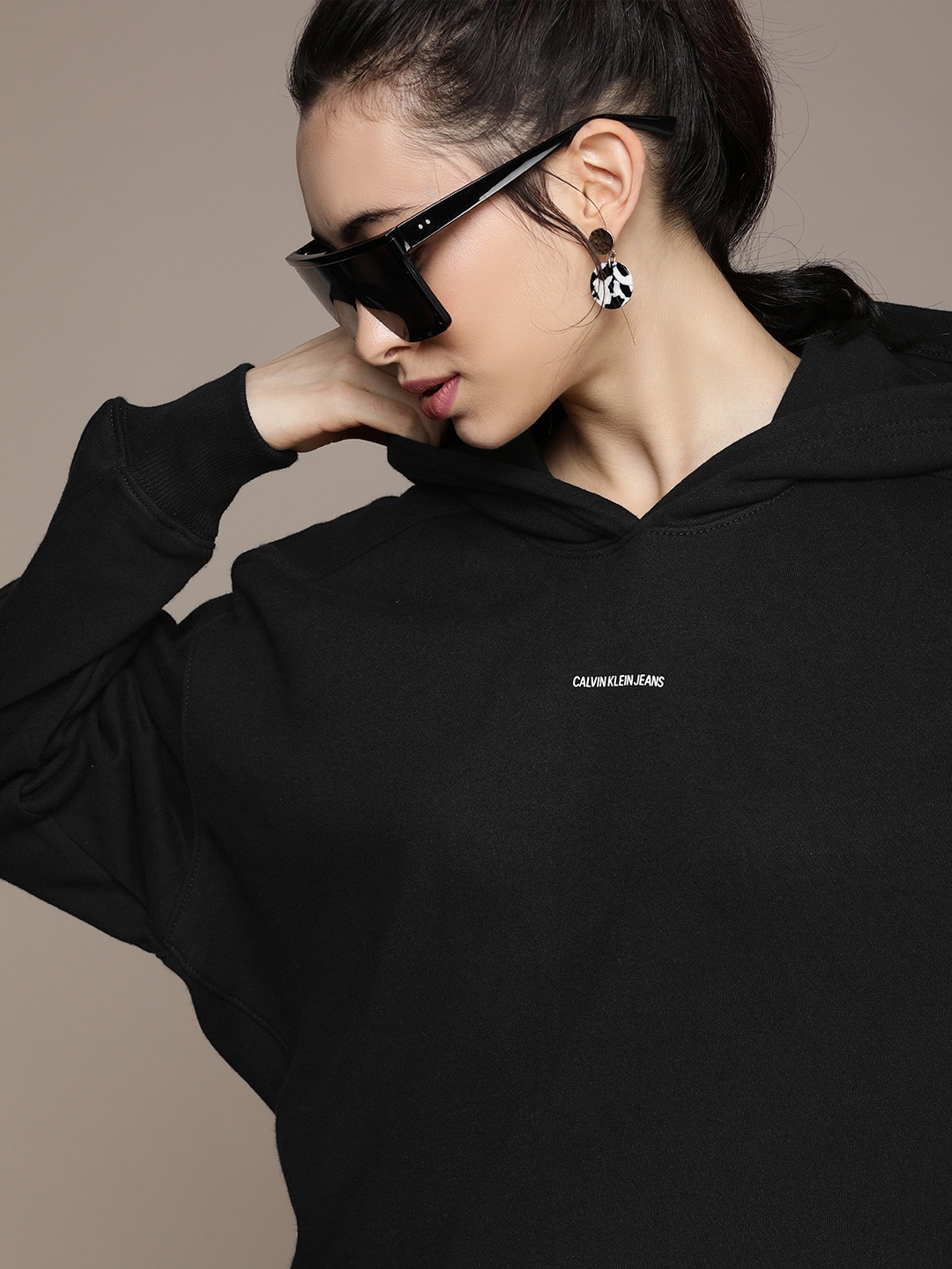 

Calvin Klein Jeans Women Black Hooded Sweatshirt