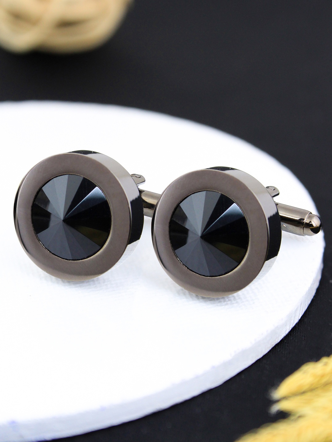 

PELUCHE Men Grey Onyx Cufflinks