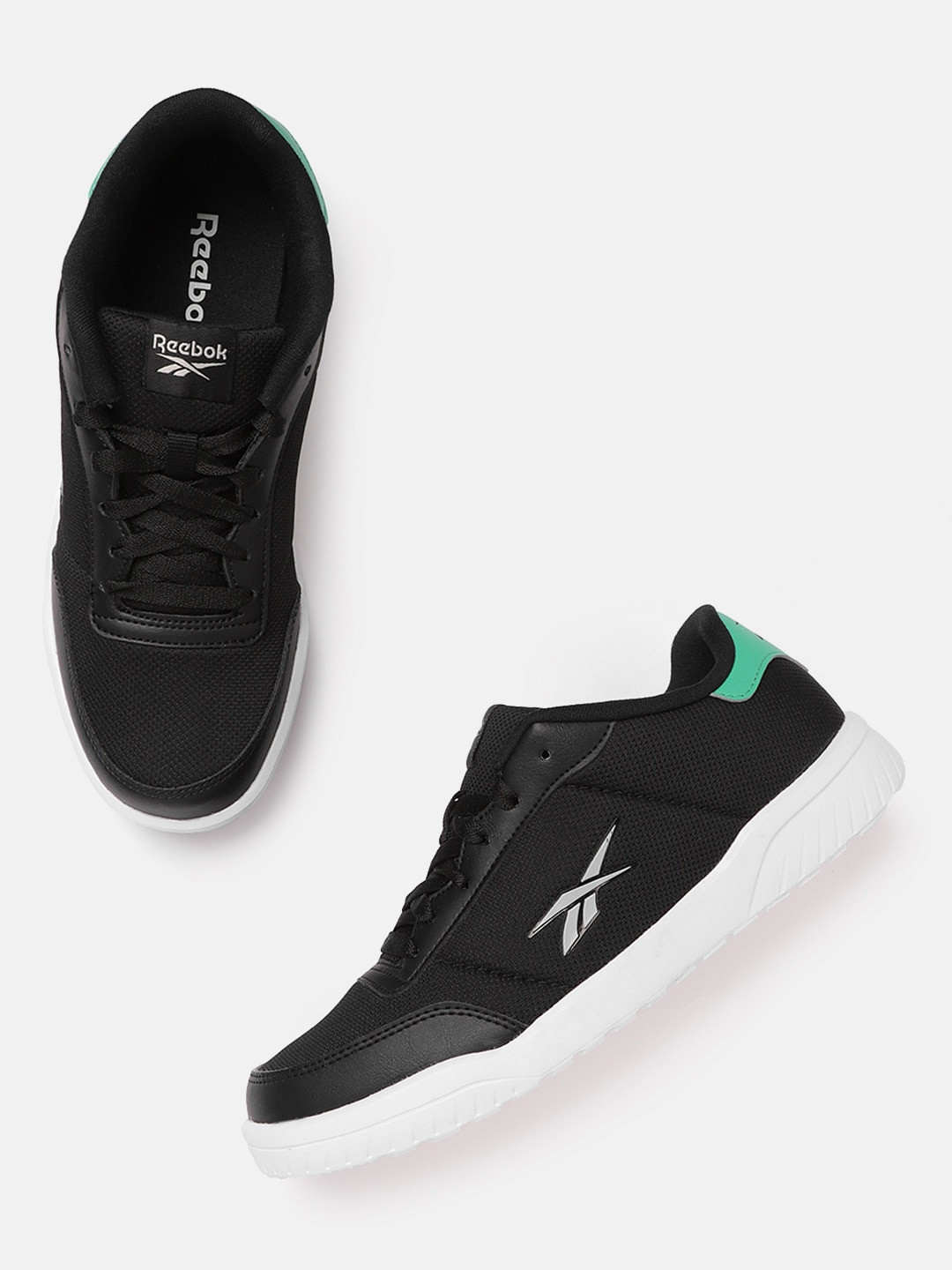

Reebok Classic Men Black & Green Clubpro Woven Design Running Shoes