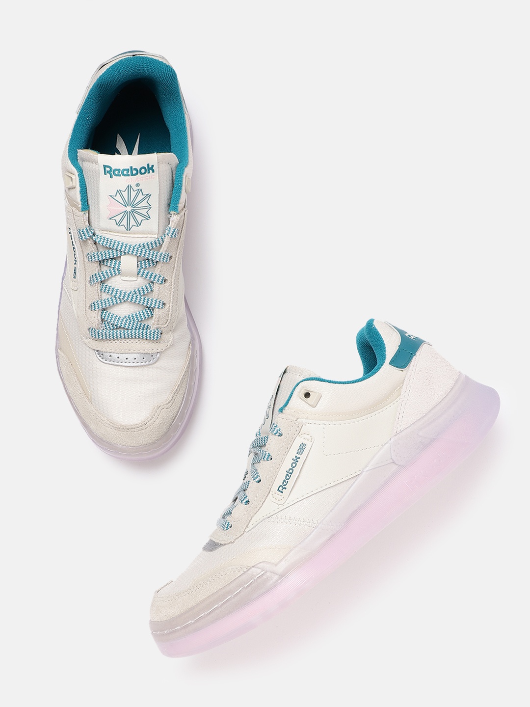 

Reebok Classic Women Cream-Coloured Woven Design Club C Legacy Sneakers