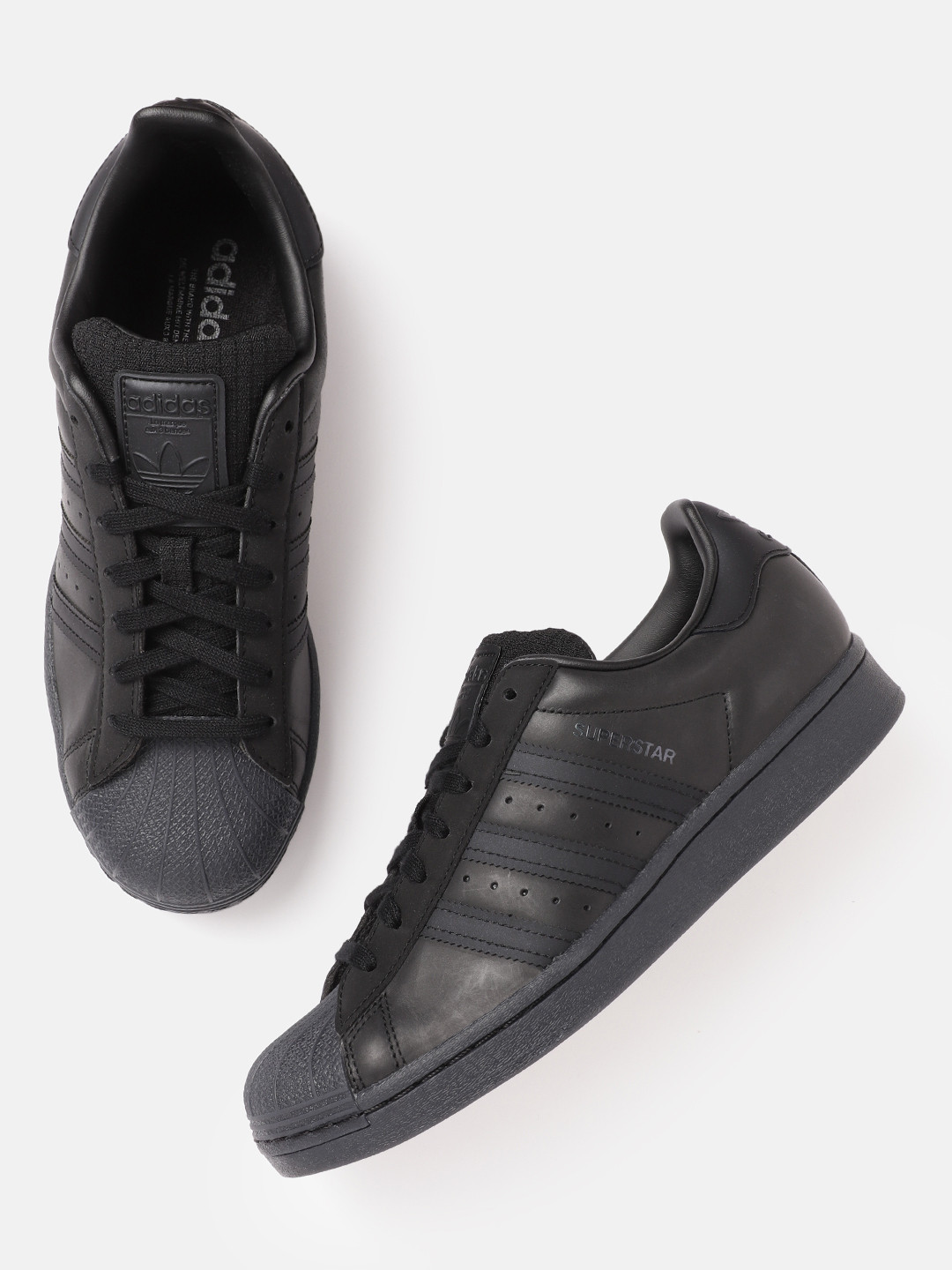 

ADIDAS Originals Men Black Superstar Solid Leather Sustainable Sustainable Sneakers