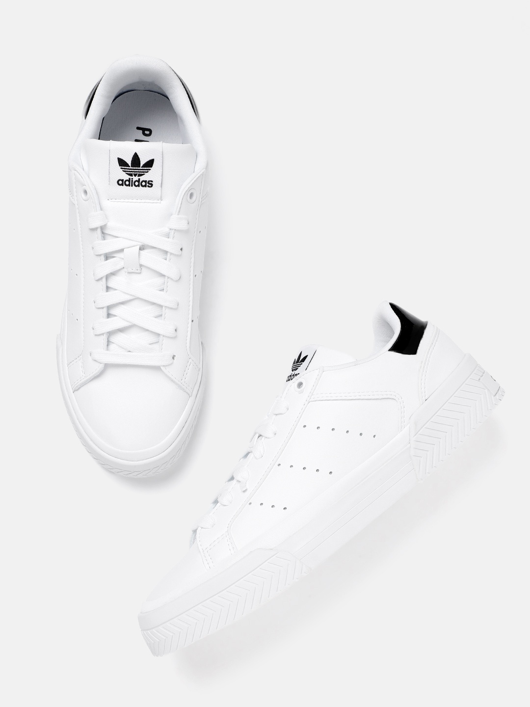

ADIDAS Originals Women White Perforated Detail Court Tourino Sustainable Sneakers