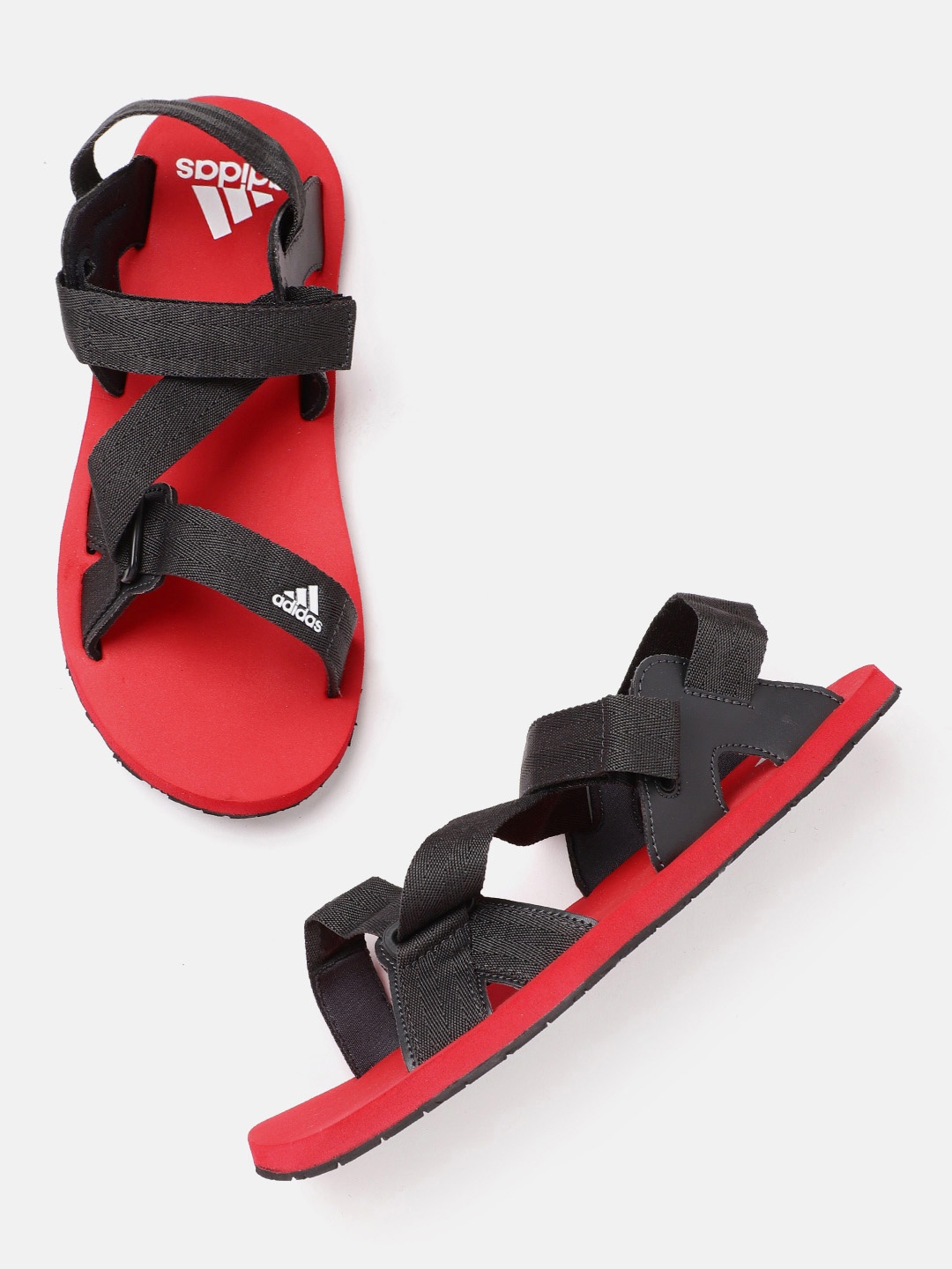 

ADIDAS Men Black Brand Logo Print Avior 2.0 Sports Sandals