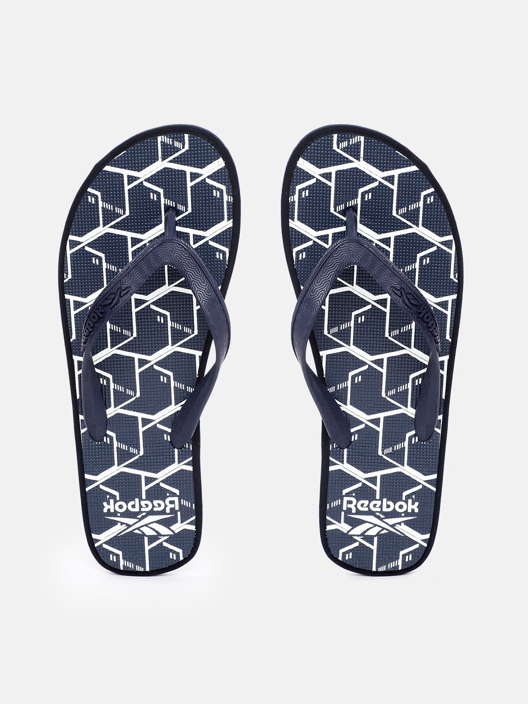 

Reebok Men Navy Blue & White Printed Russel Thong Flip-Flops