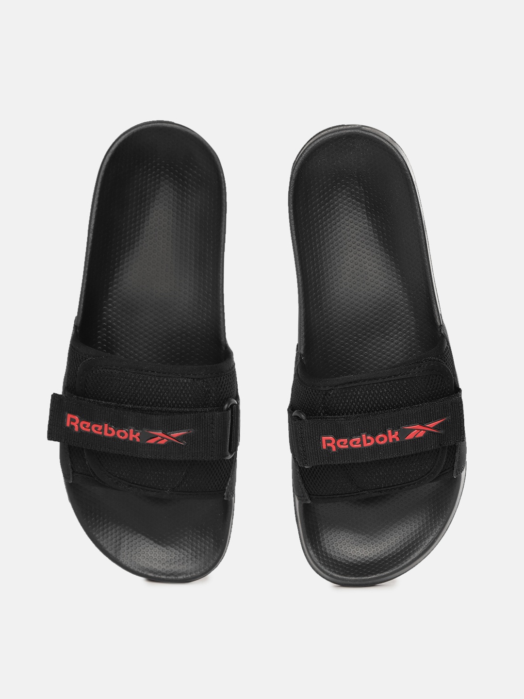 

Reebok Men Black & Red Woven Design Adapt Sliders