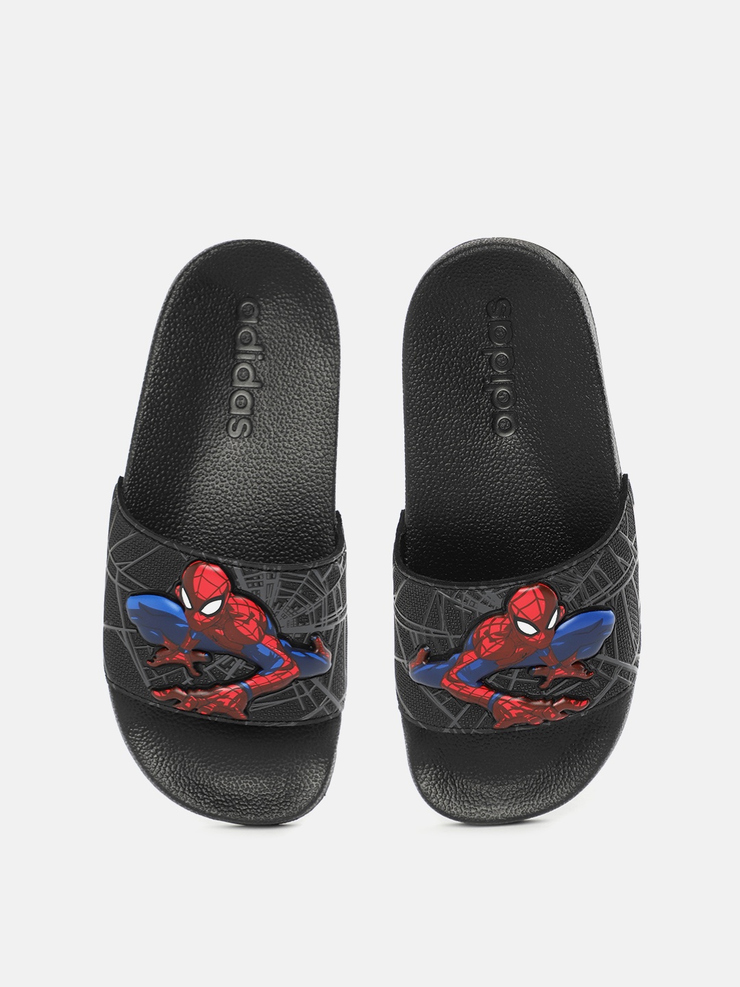

ADIDAS Kids Black & Red Adilette Shower 3D Spiderman Printed Sliders