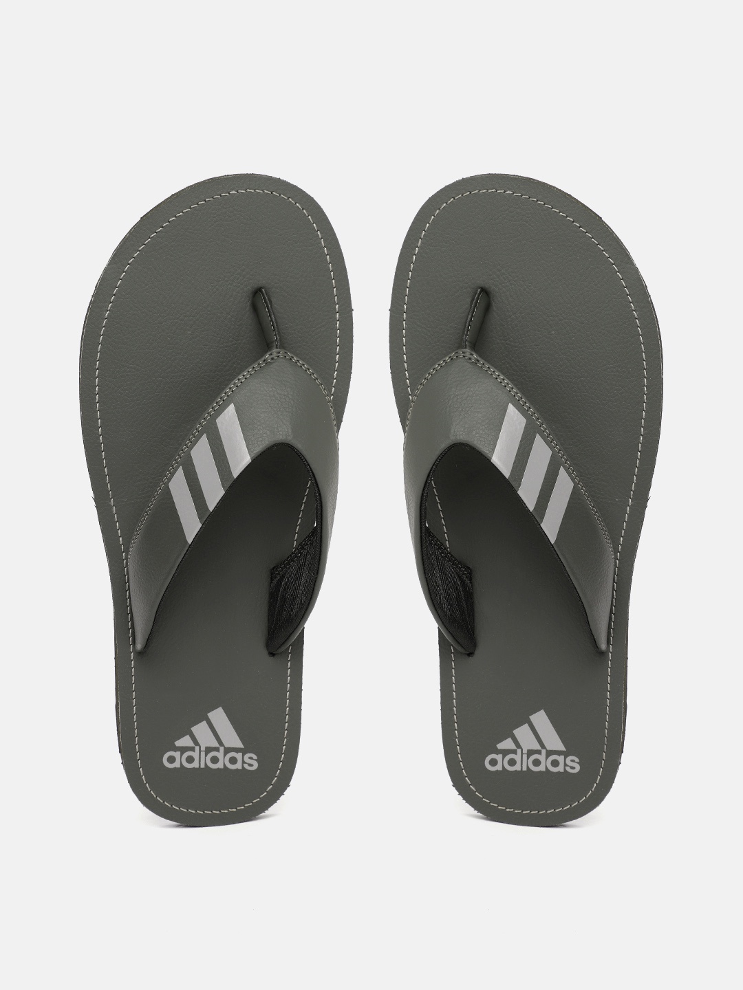 

ADIDAS Men Grey Solid Thong Flip-Flops with Striped Detail