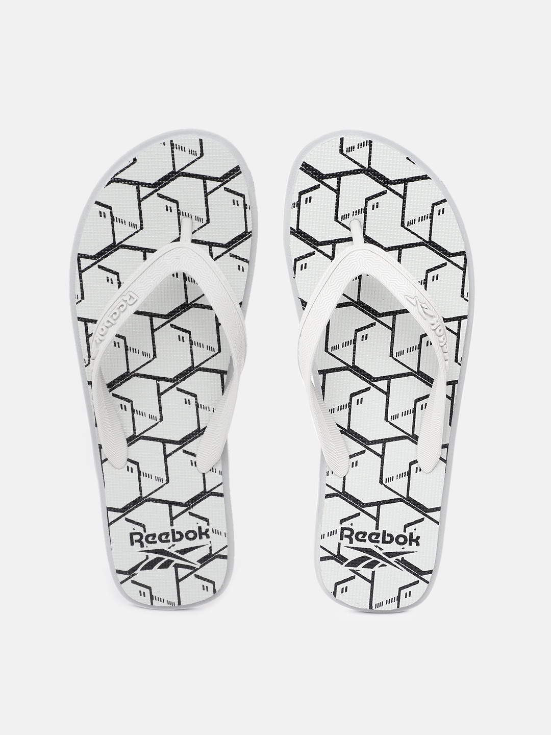 

Reebok Men Grey & Black Printed Russel Thong Flip-Flops