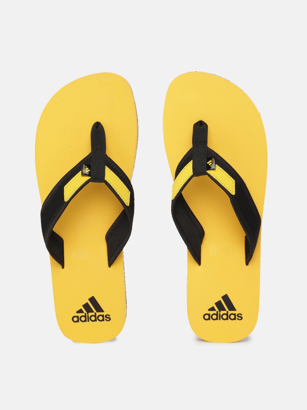 

ADIDAS Men Black & Yellow Colourblocked Thong Flip-Flops