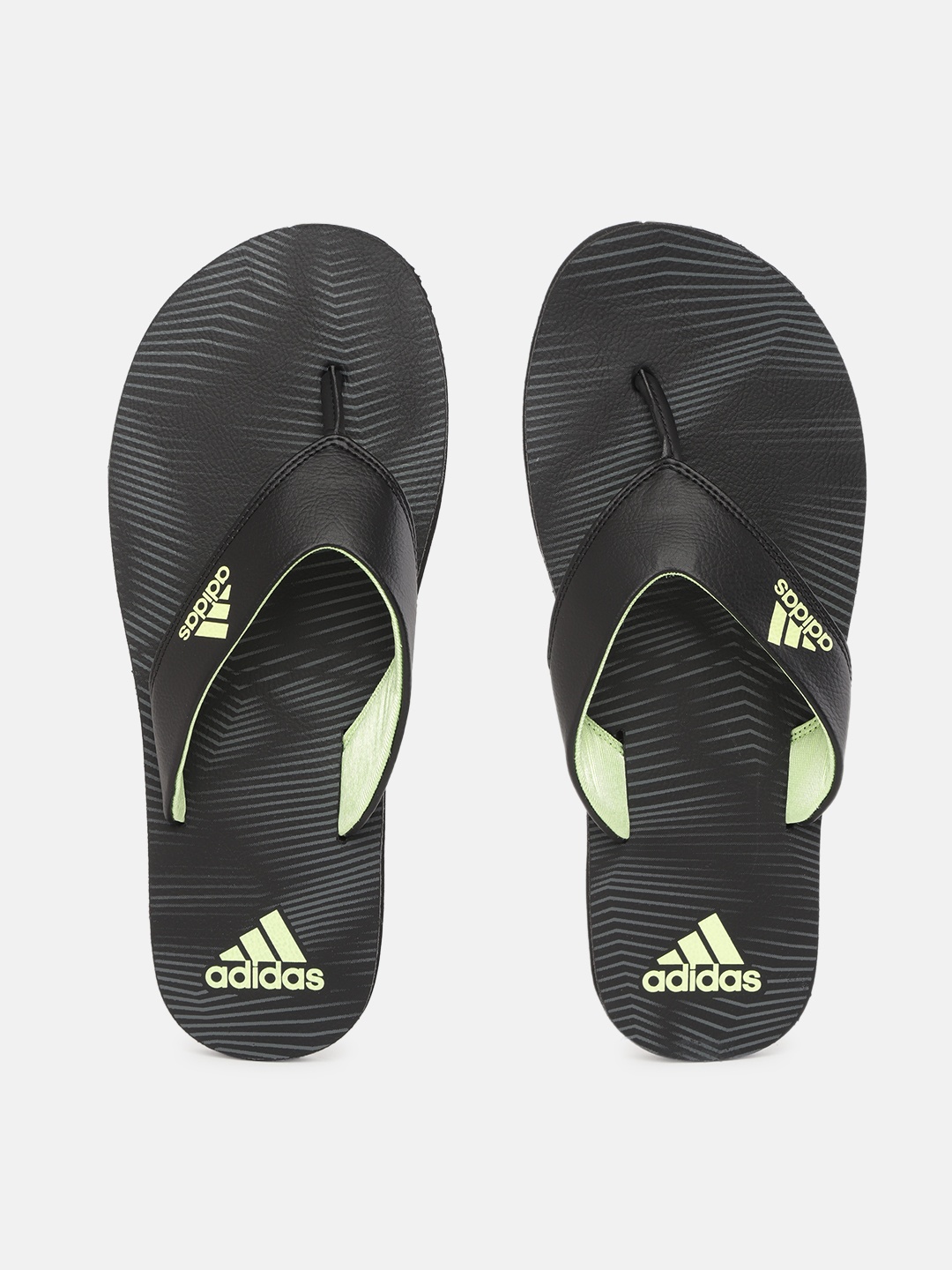 

ADIDAS Men Black & Charcoal Grey IND Comfort Printed Thong Flip-Flops