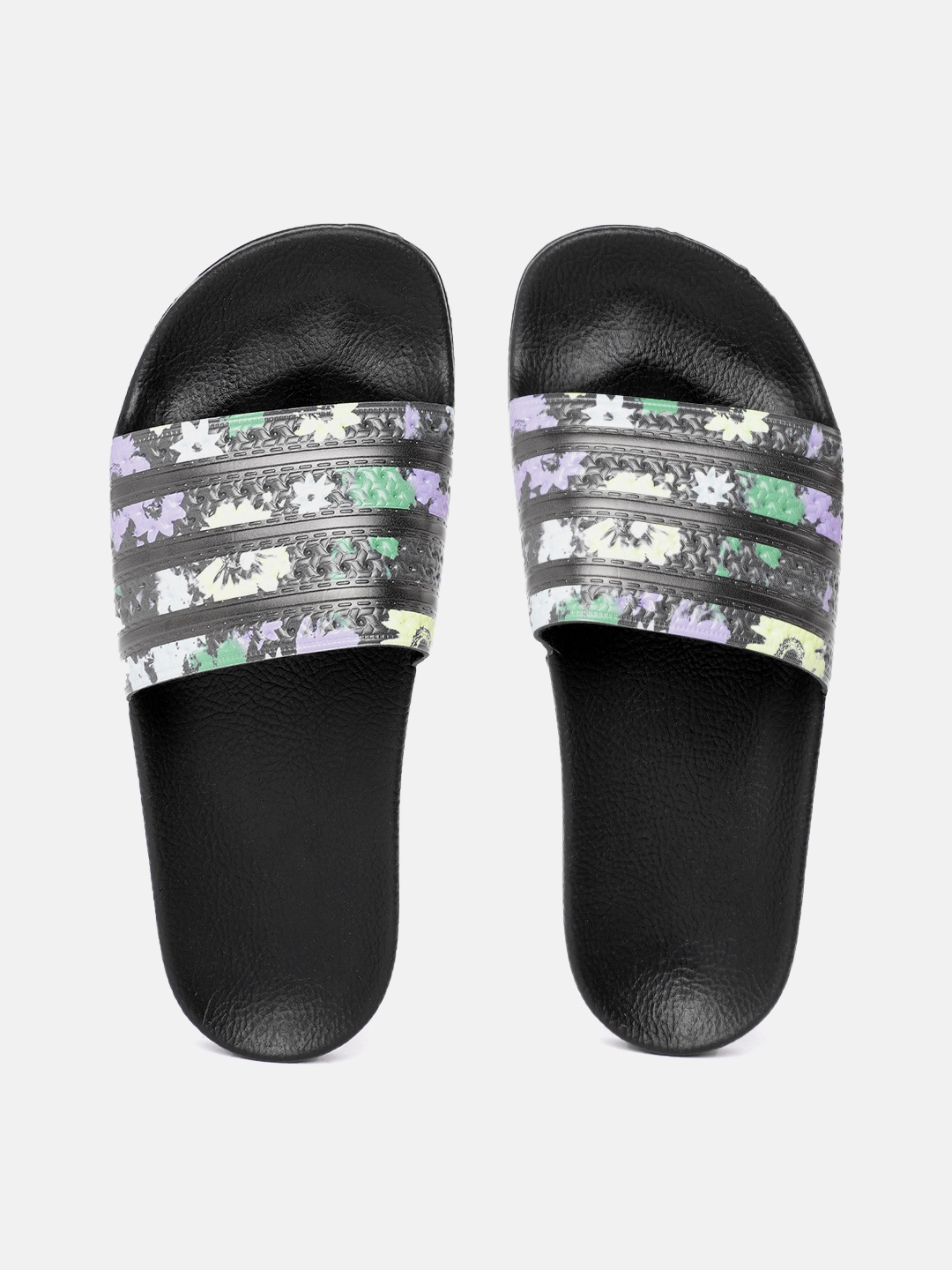 

ADIDAS Originals Women Black & Green Adilette Floral Print Sliders