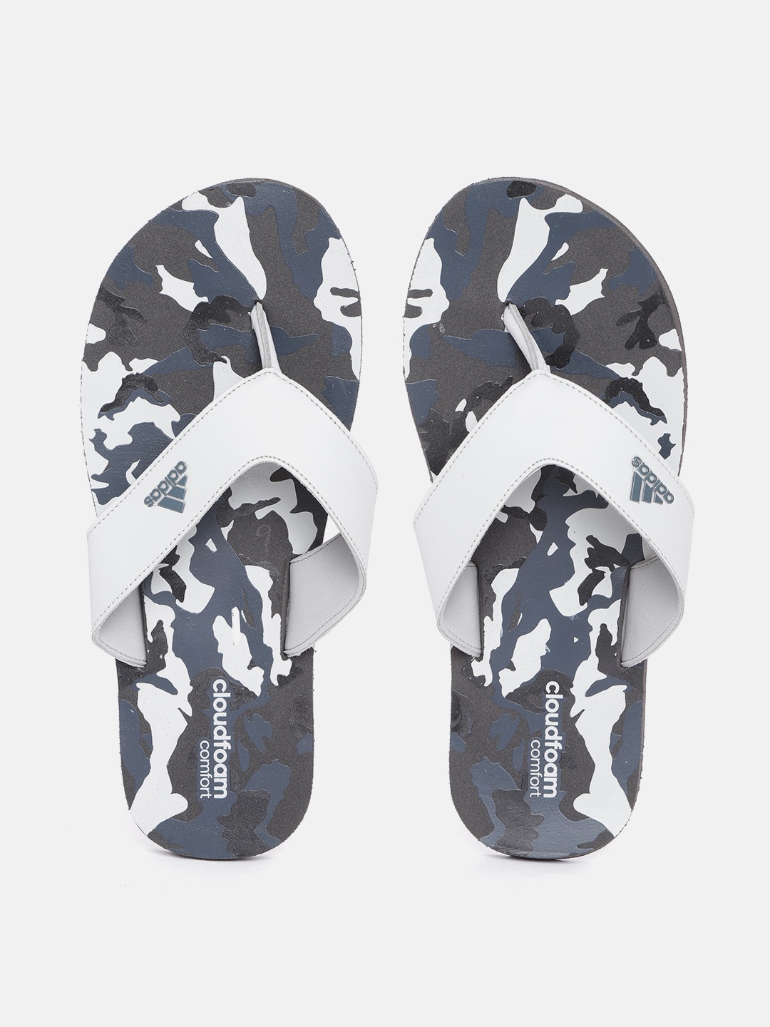 

ADIDAS Men Grey & Black Couldfoam Slide Camouflage Printed Thong Flip-Flops