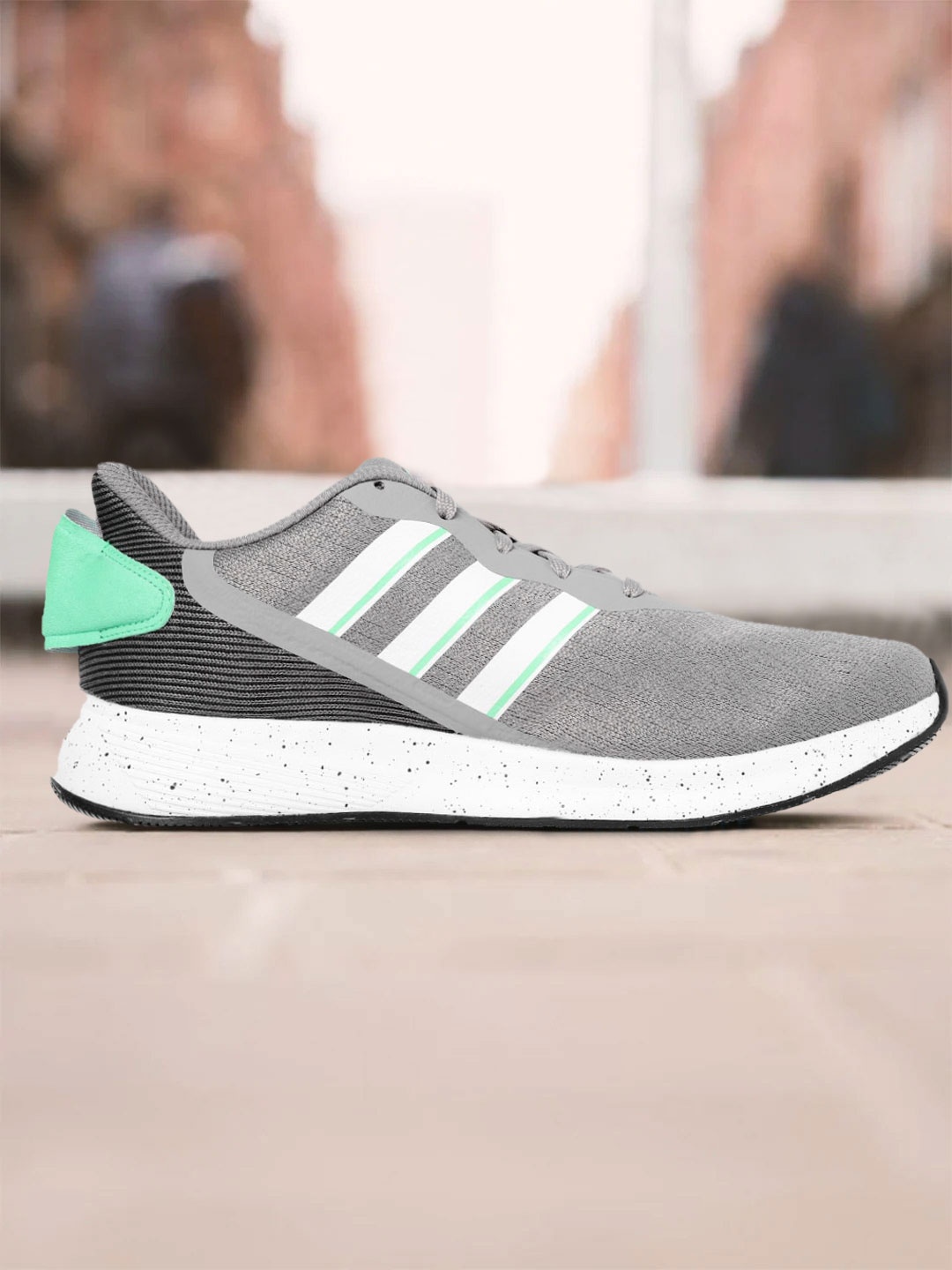 

ADIDAS Men Grey & Green Racardi Woven Design Running Shoes