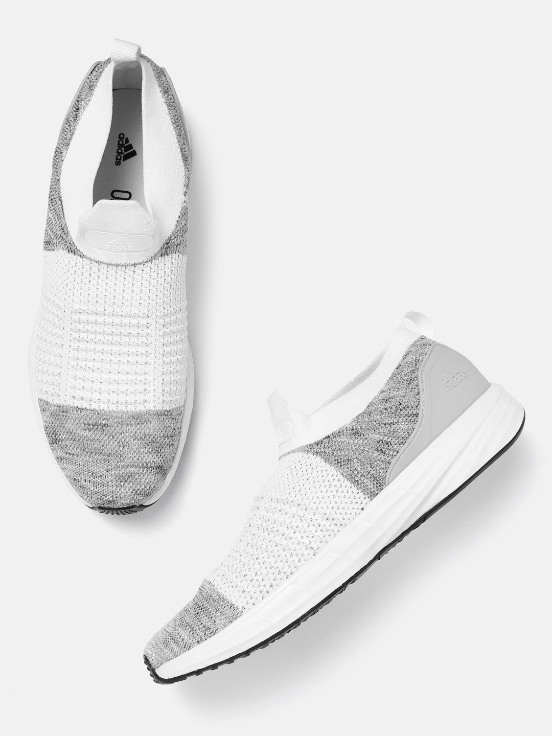 

ADIDAS Men White & Grey Melange Colourblocked & Woven Design Adiron Running Shoes