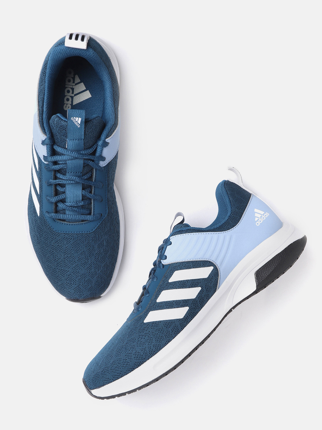 

ADIDAS Men Teal Blue & White Woven Design Wind-Raiser Running Shoes