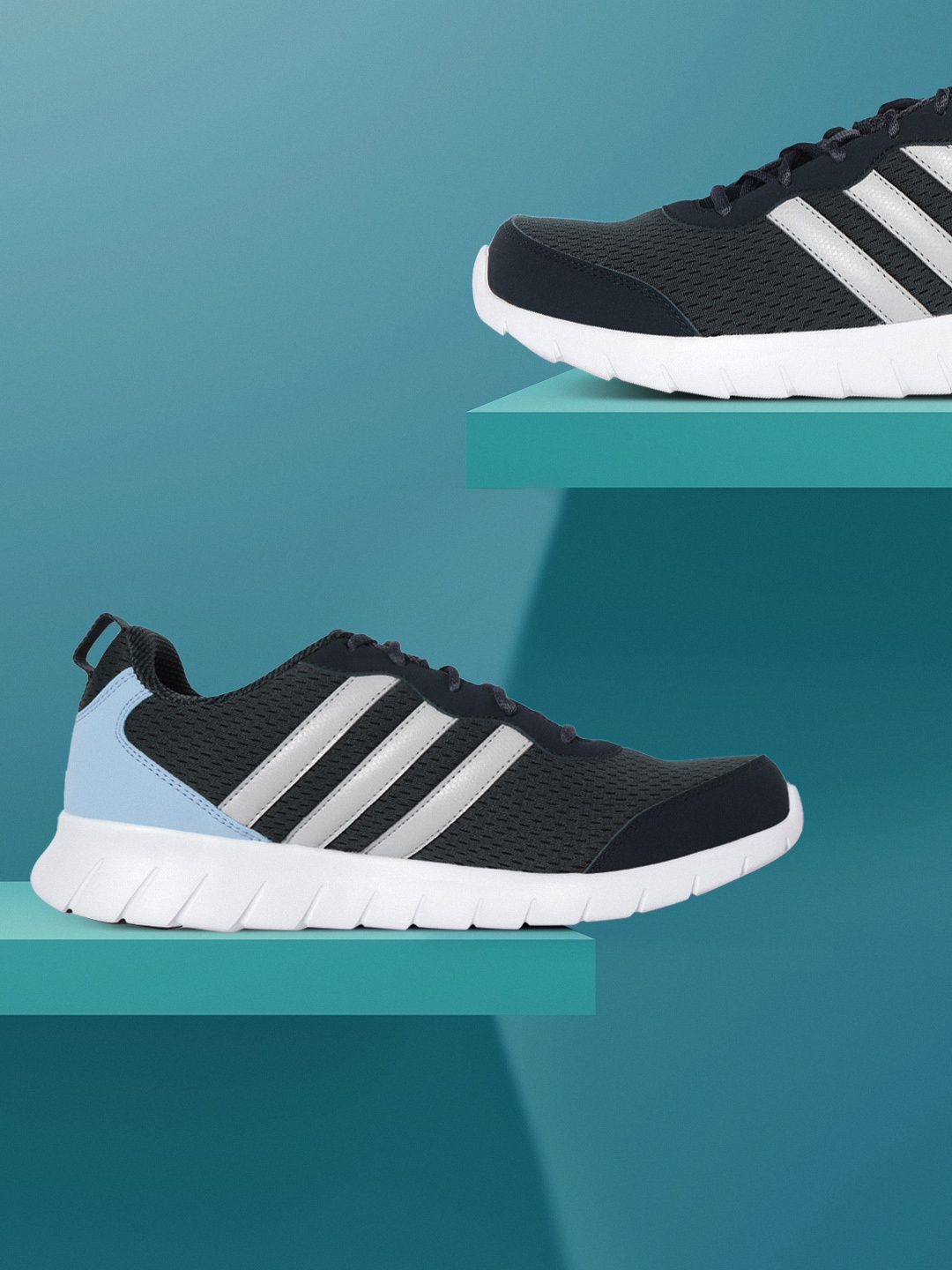 

ADIDAS Men Navy Woven Design Uniflow Running Shoes, Navy blue