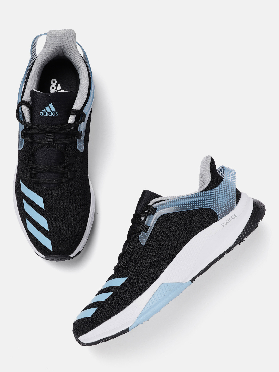 

ADIDAS Men Black & Blue Perforated & Striped Adi Streak Running Shoes