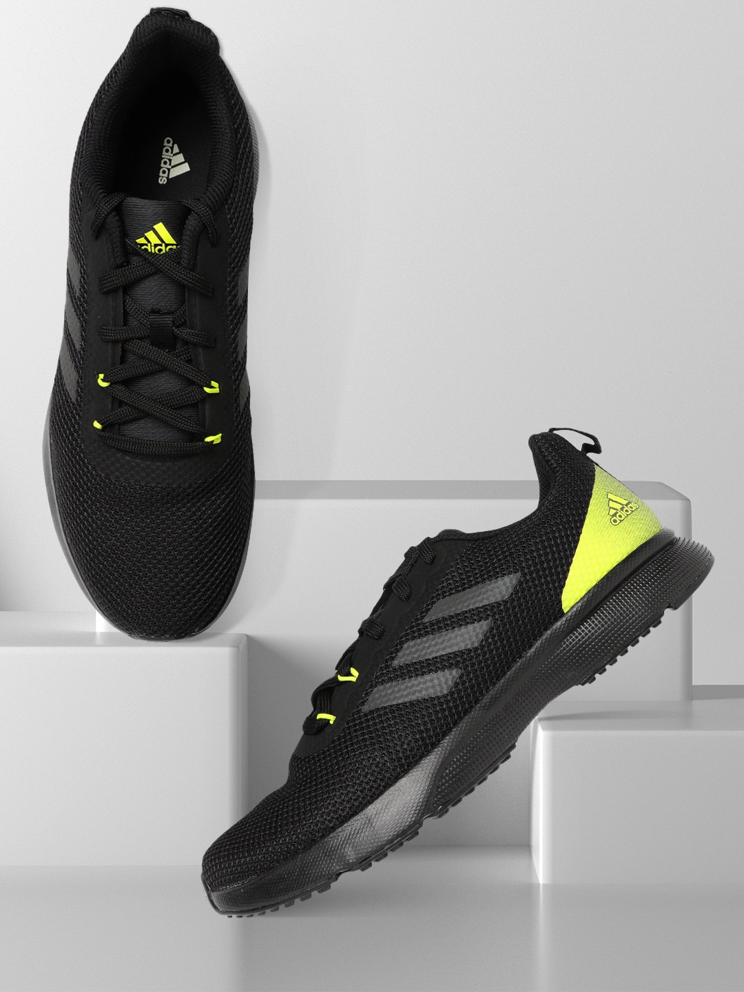 

ADIDAS Men Black Mesh Glowrun Reflective Running Shoes