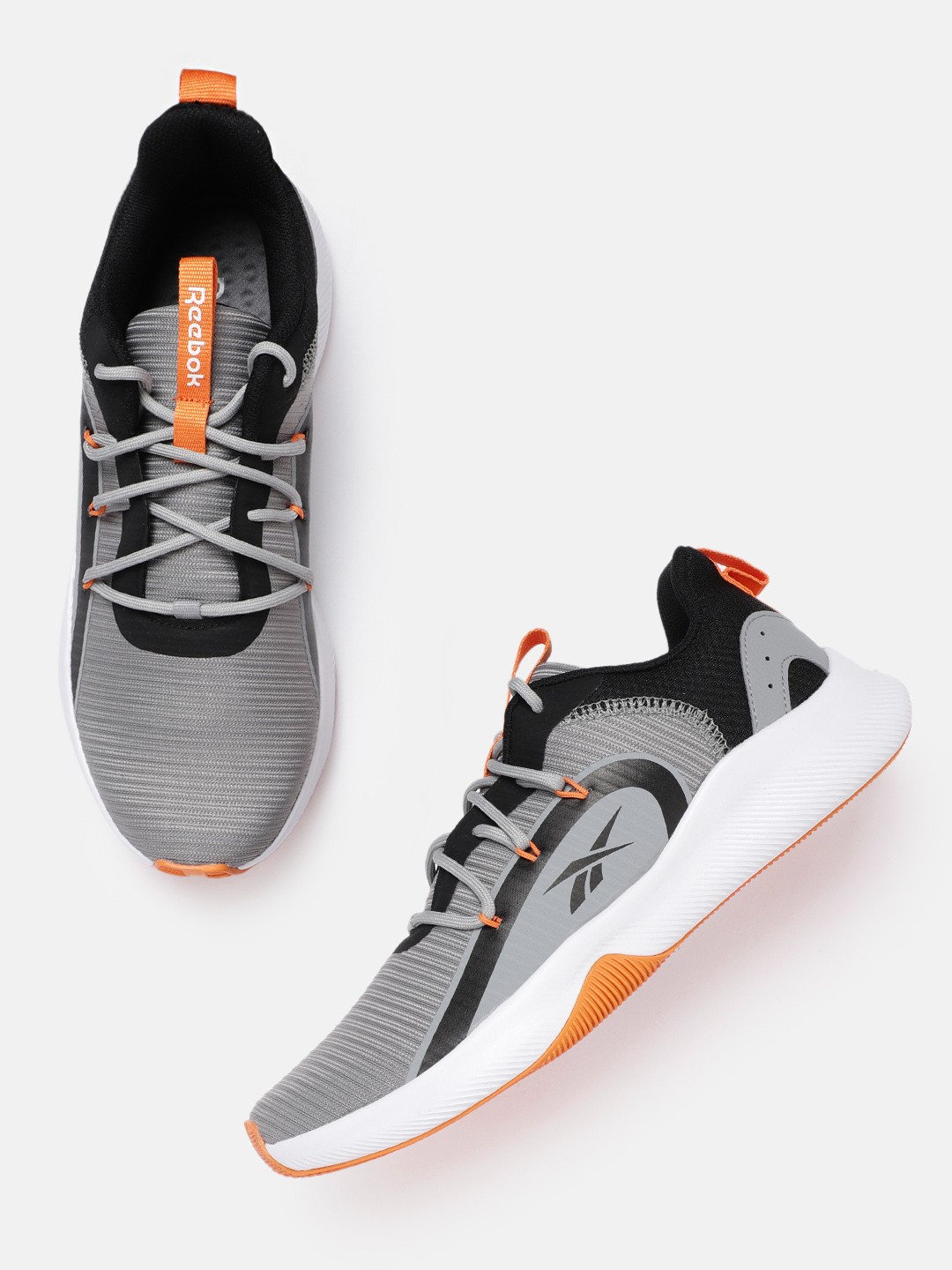 

Reebok Men Grey & Black Woven Design Comfort Infused Shoes