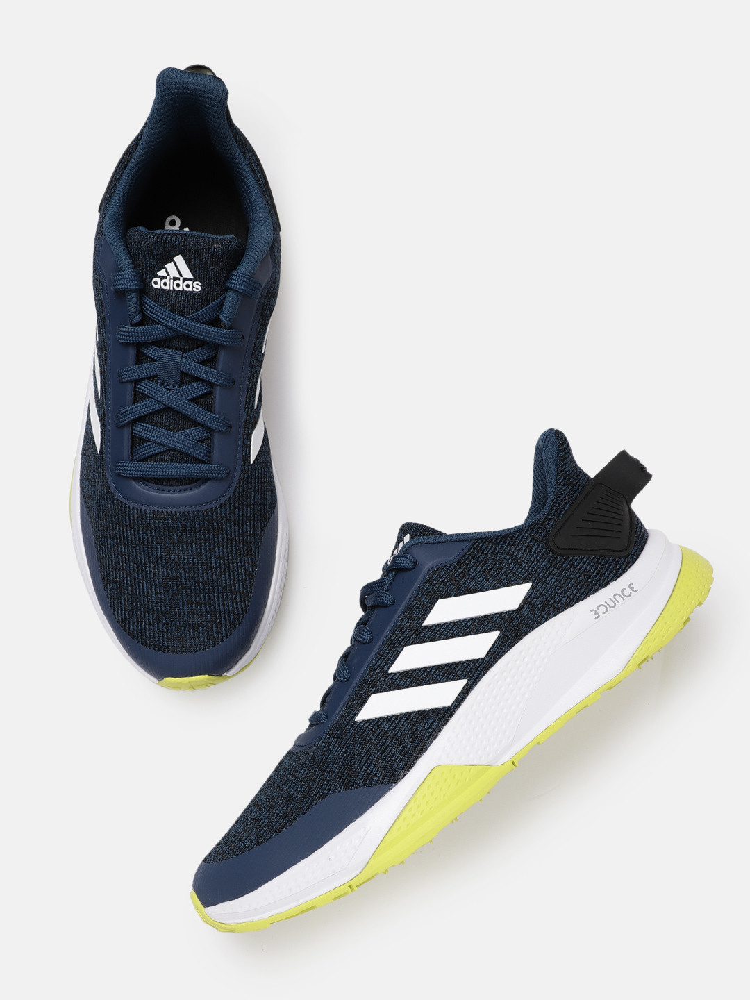 

ADIDAS Men Navy Blue & White Woven Design Run Steady Shoes