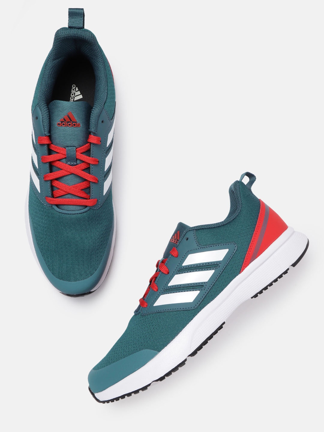 

ADIDAS Men Teal Blue & White Woven Design Stunicon Running Shoes