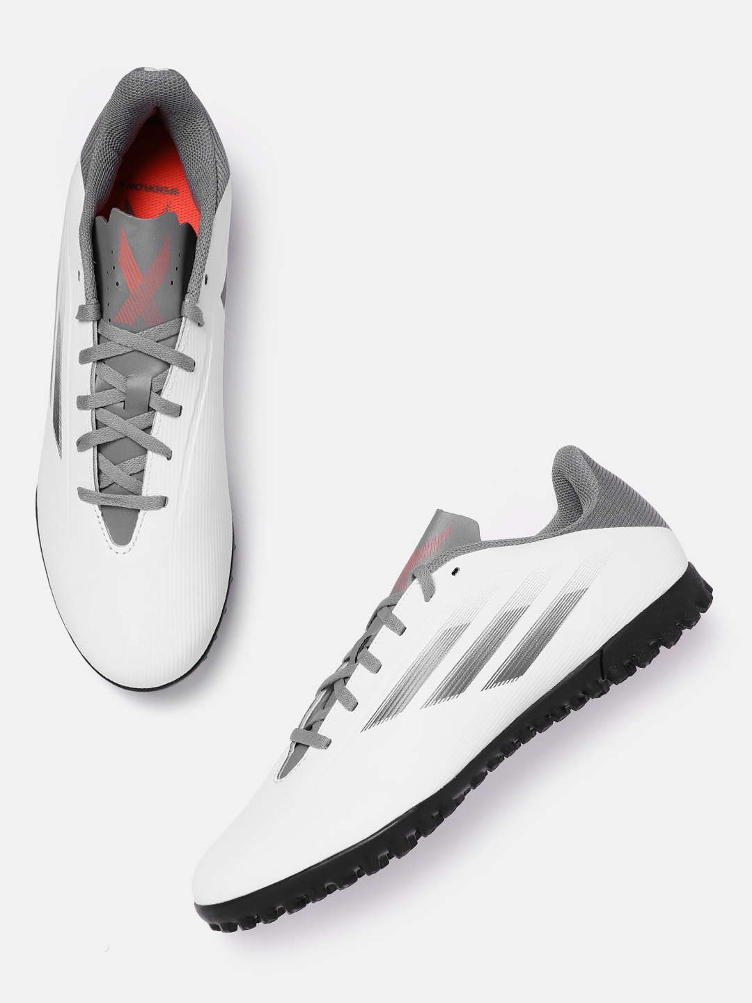 

ADIDAS Unisex White & Charcoal Grey Self X Flow.4 TF Sustainable Football Shoes