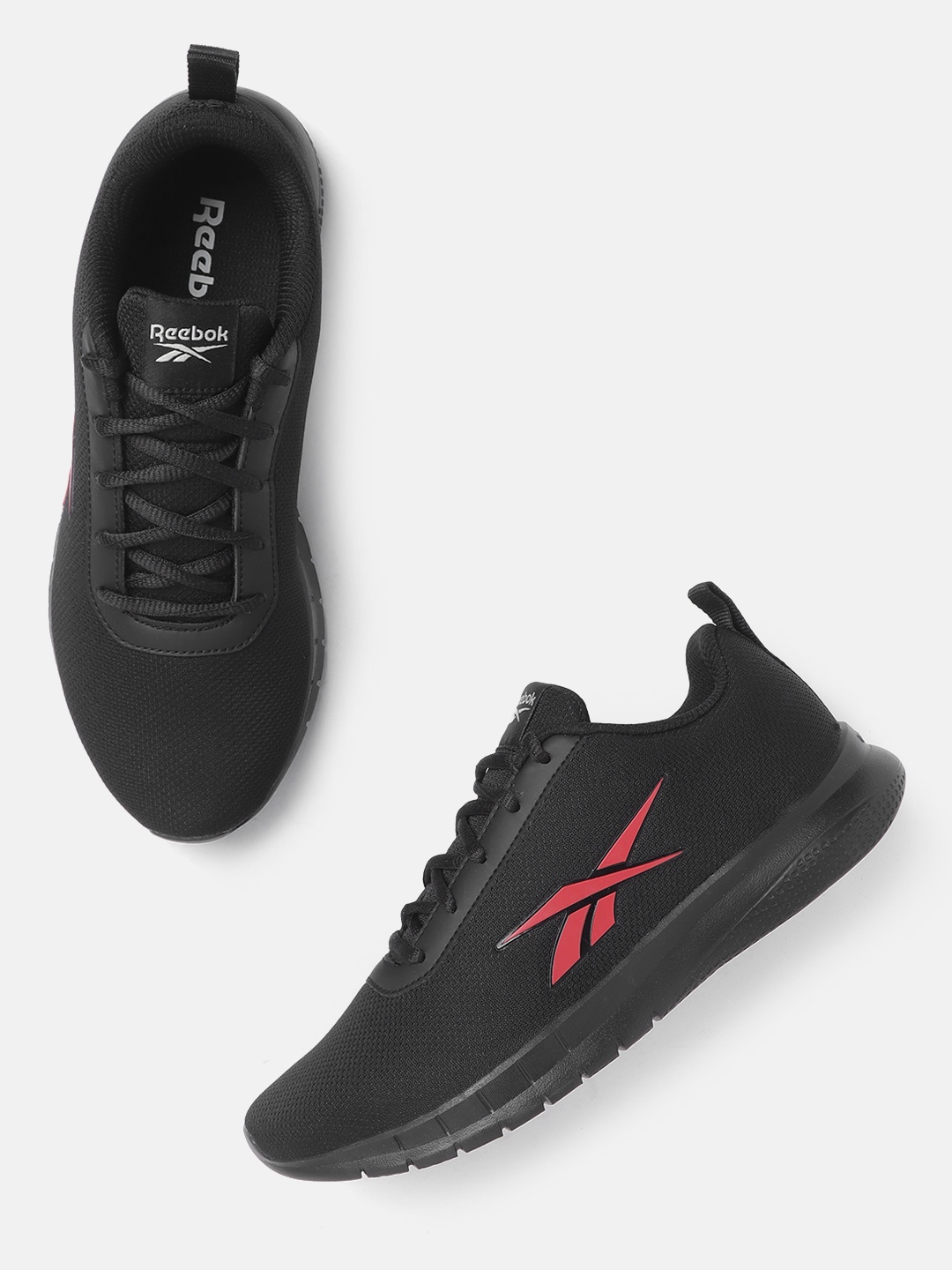 

Reebok Men Black & Red Knit Stride Runner Shoes