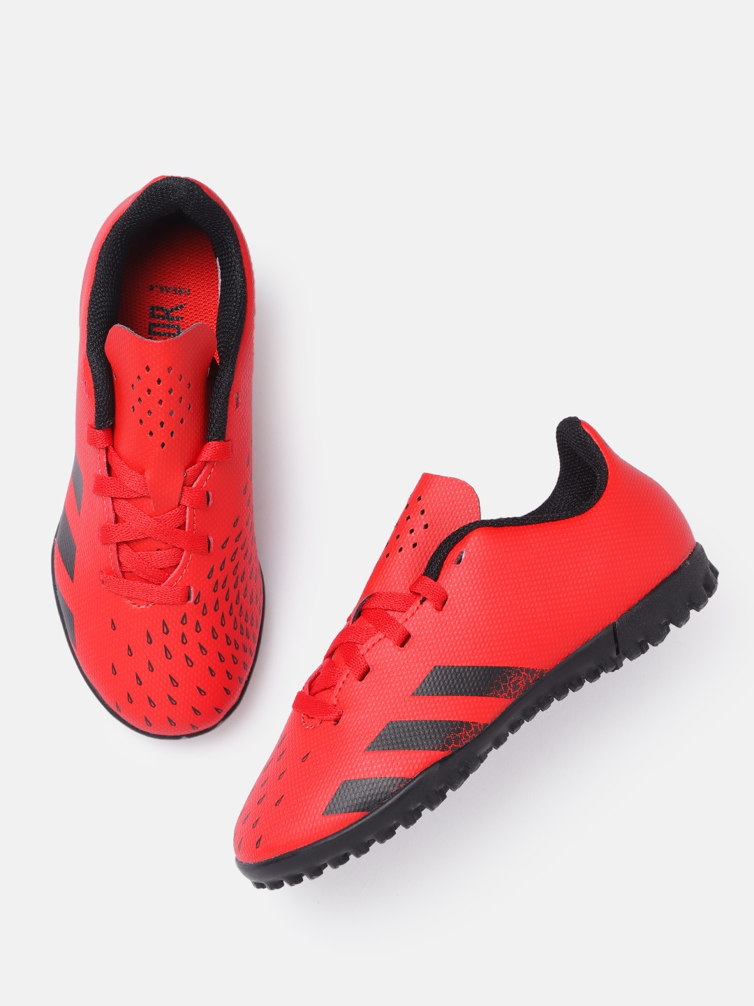 

ADIDAS Boys Red & Black Abstract Print Predator Freak.4 Sustainable Football Turf Boots