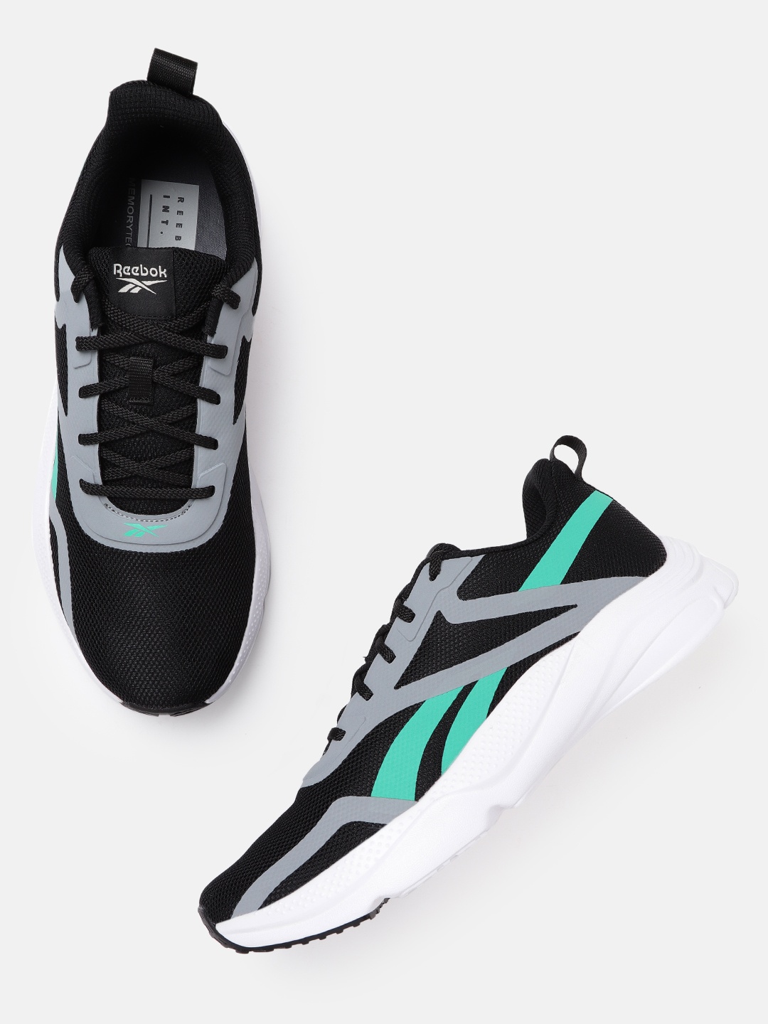 

Reebok Men Black & Grey Woven Design Templetown Running Shoes