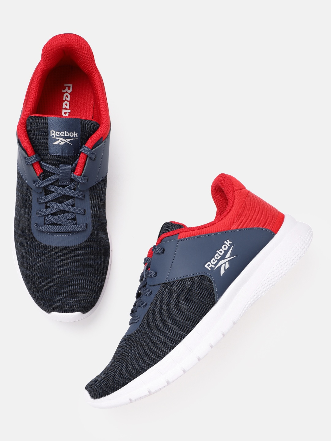 

Reebok Men Navy Blue & Red Genesis Woven Design Running Shoes