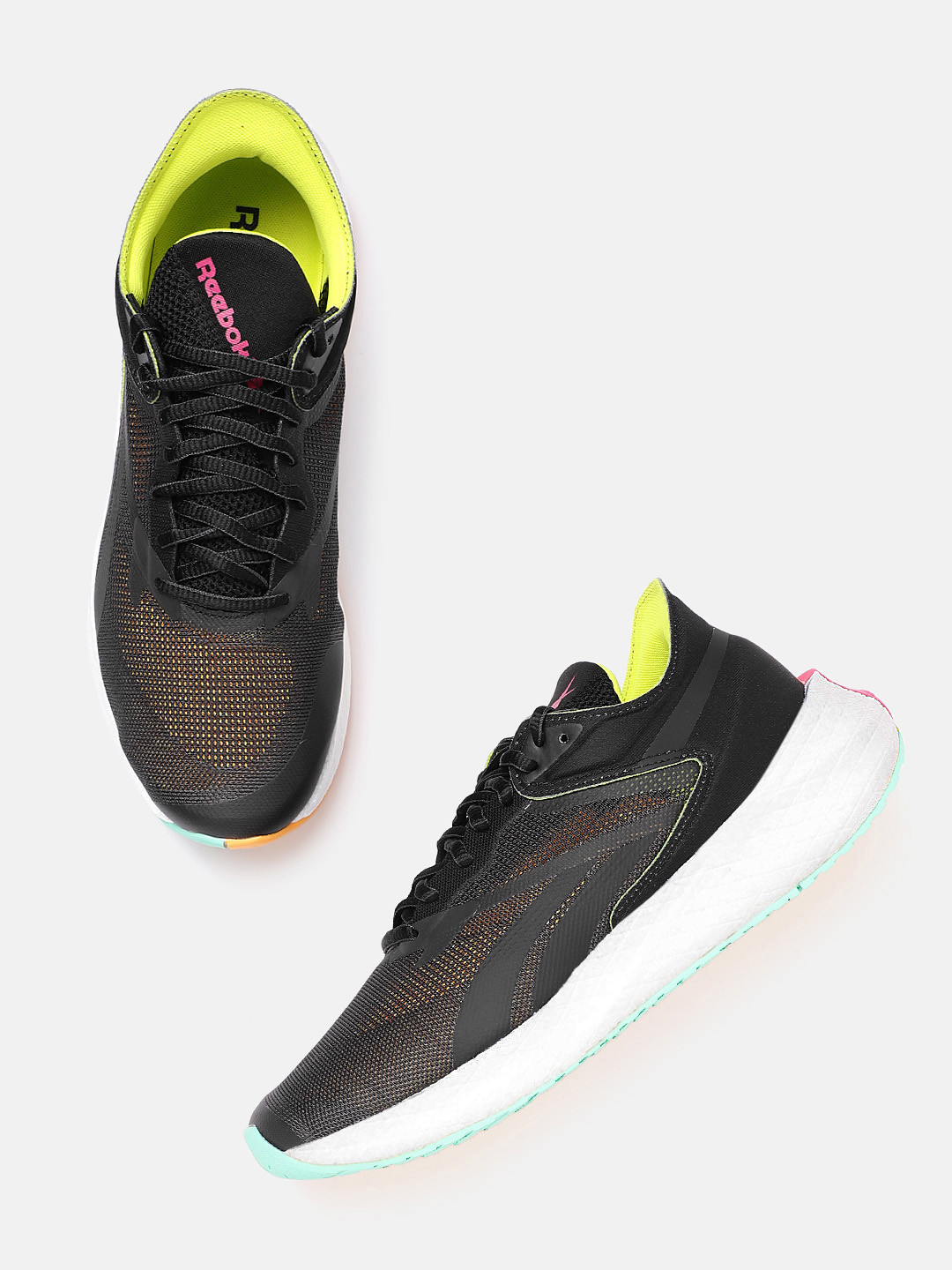 

Reebok Men Black Woven Design Floatride Energy Symmetros Running Shoes