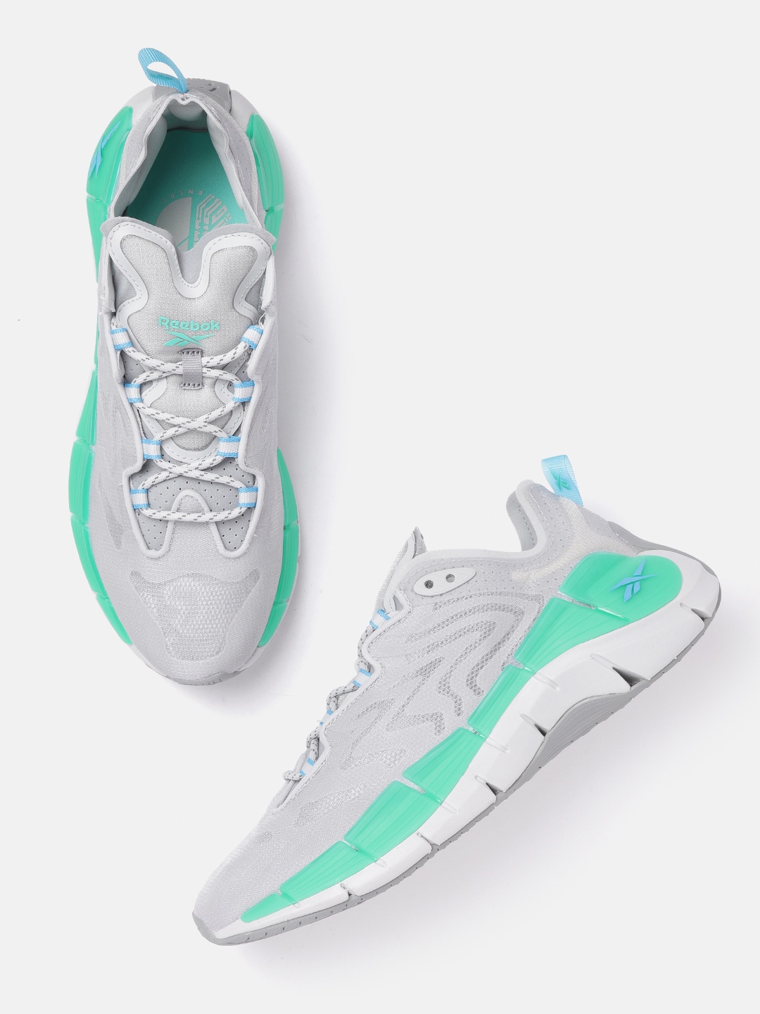 

Reebok Unisex Grey & Green Woven Design Zig Kinetica II Running Shoes