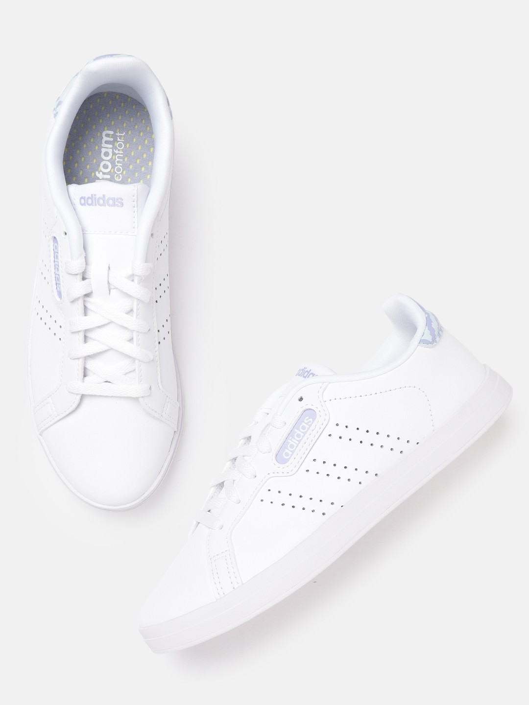 

ADIDAS Women White Leather Perforated Court Point Base Sneakers